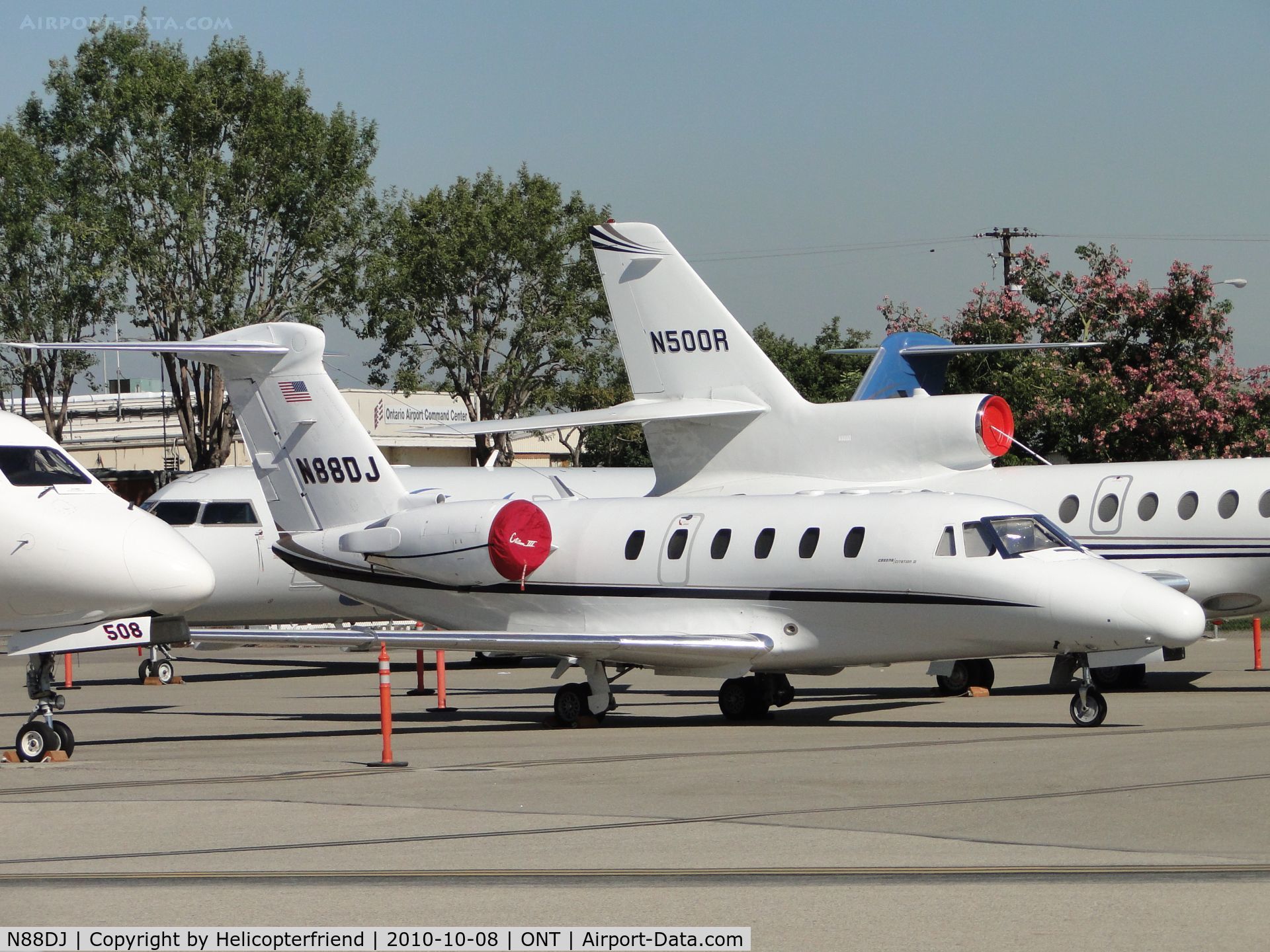 N88DJ, 1989 Cessna 650 Citation III C/N 650-0167, Parked around a lot of other jet aircraft on the southwest side