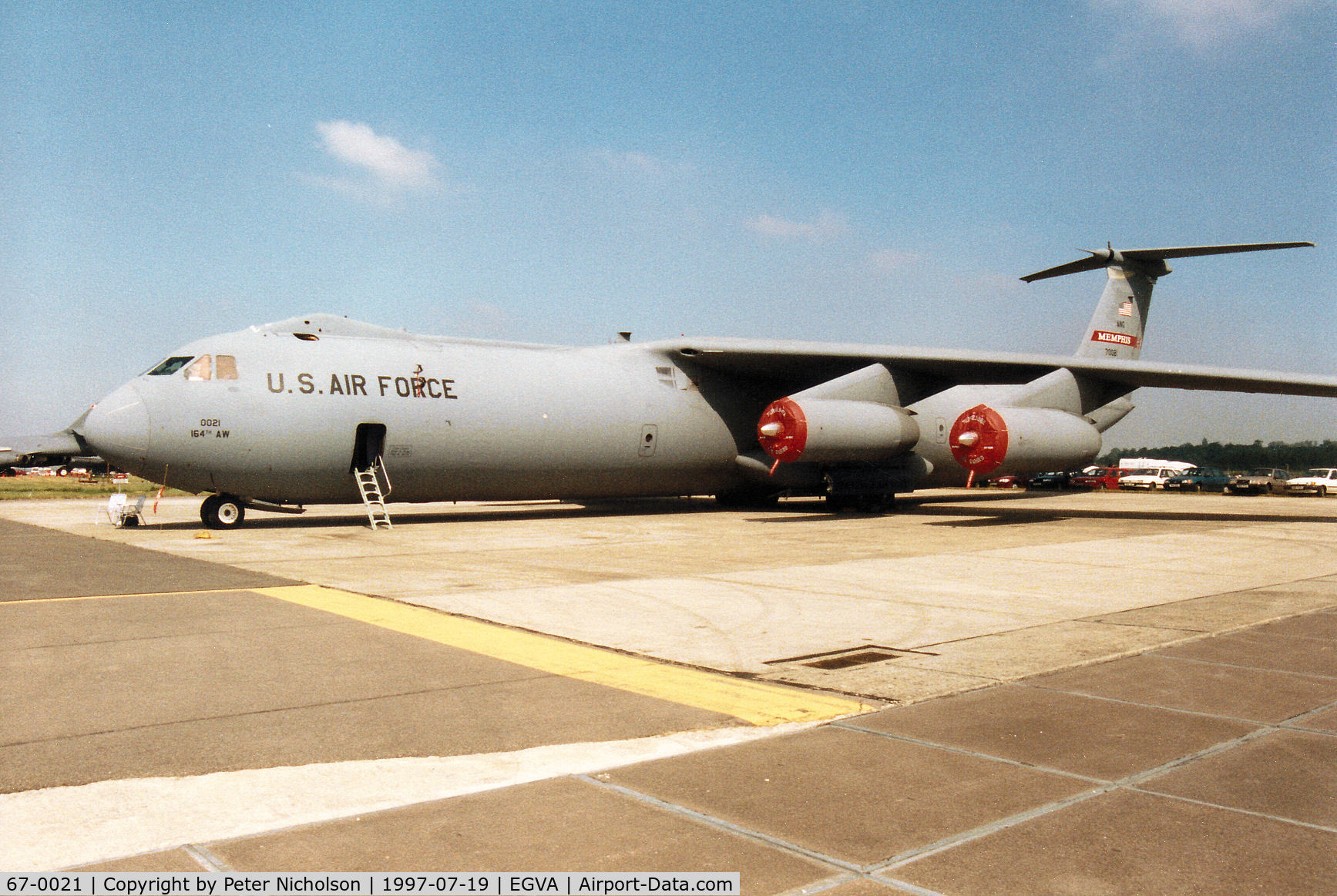 67-0021, 1967 Lockheed C-141B Starlifter C/N 300-6272, C-141B Starlifter of 155th Airlift Squadron Tennessee Air National Guard on display at the 1997 Intnl Air Tattoo at RAF Fairford.