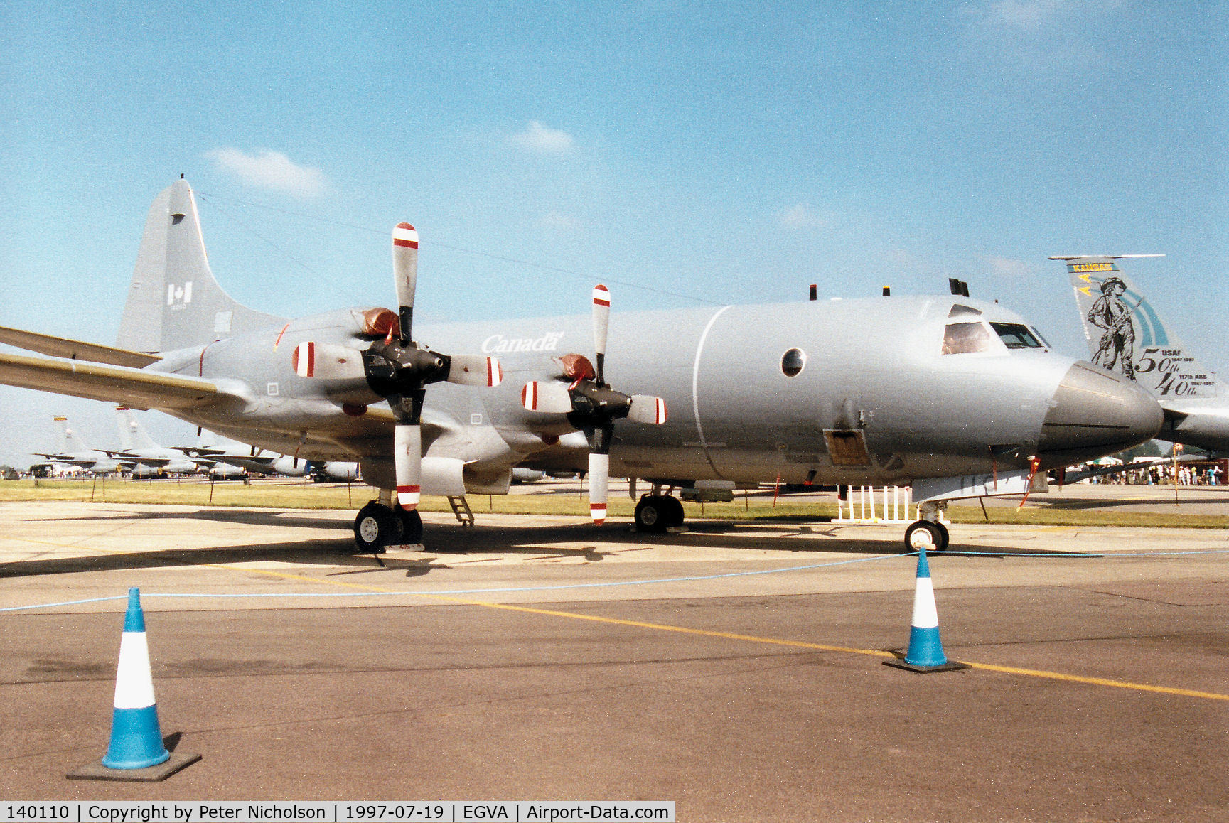 140110, 1980 Lockheed CP-140 Aurora C/N 285B-5712, CP-140 Aurora,  callsign Canforce 110, of 415 Squadron Canadian Armed Forces on displayat the 1997 Intnl Air Tattoo at RAF Fairford.