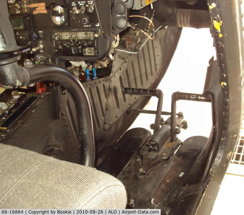 68-16864, 1968 Bell OH-58A Kiowa C/N 40178, Here's the lower portion of the pilot's station.  The pedals have not been replaced and show much wear.  I've got a lot of hours in this cockpit and lots of fond memories.