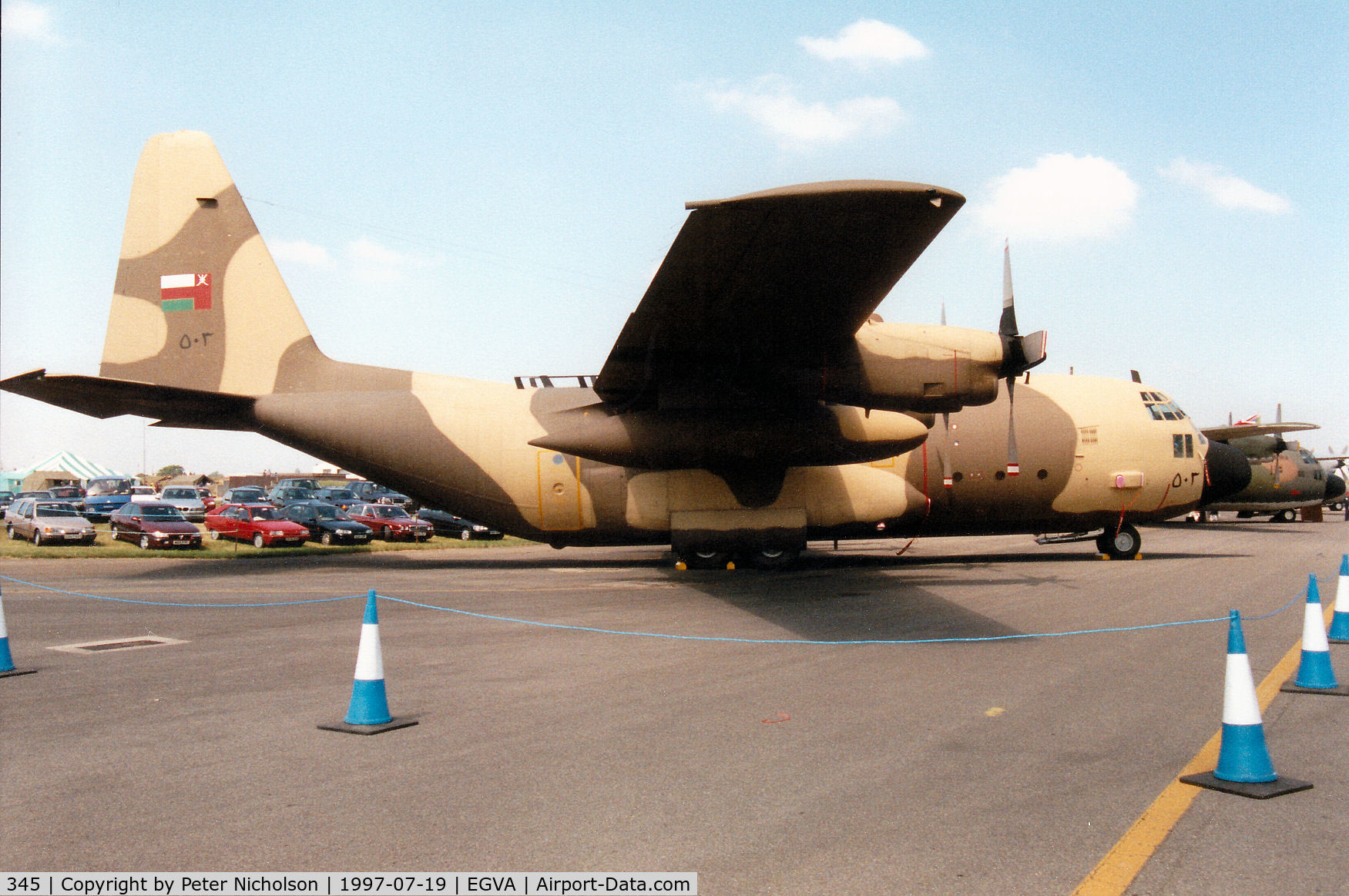 345, 1979 Lockheed C-130H Hercules C/N 382-4813, C-130H Hercules of 3 Squadron Royal Jordanian Air Force on display at the 1997 Intnl Air Tattoo at RAF Fairford.