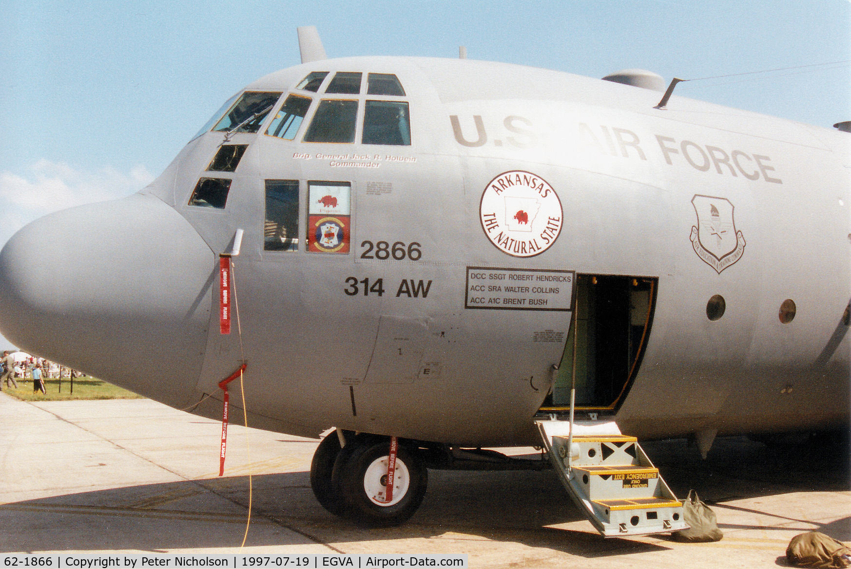 62-1866, 1962 Lockheed C-130E Hercules C/N 382-3830, C-130E Hercules, callsign Wang 23, of 53rd Airlift Squadron/314th Airlift Wing at Little Rock AFB on display at the 1997 Intnl Air Tattoo at RAF Fairford.