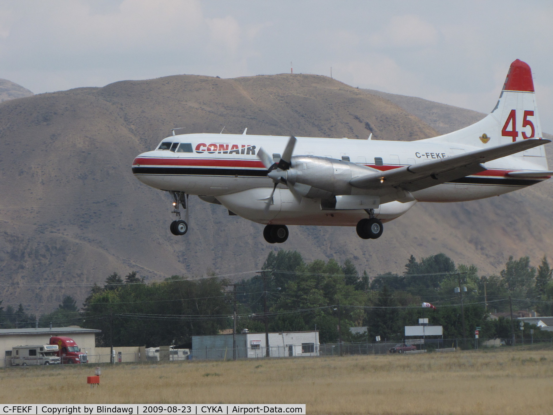 C-FEKF, 1953 Convair 340-32 C/N 80, ....#45...on very short final.