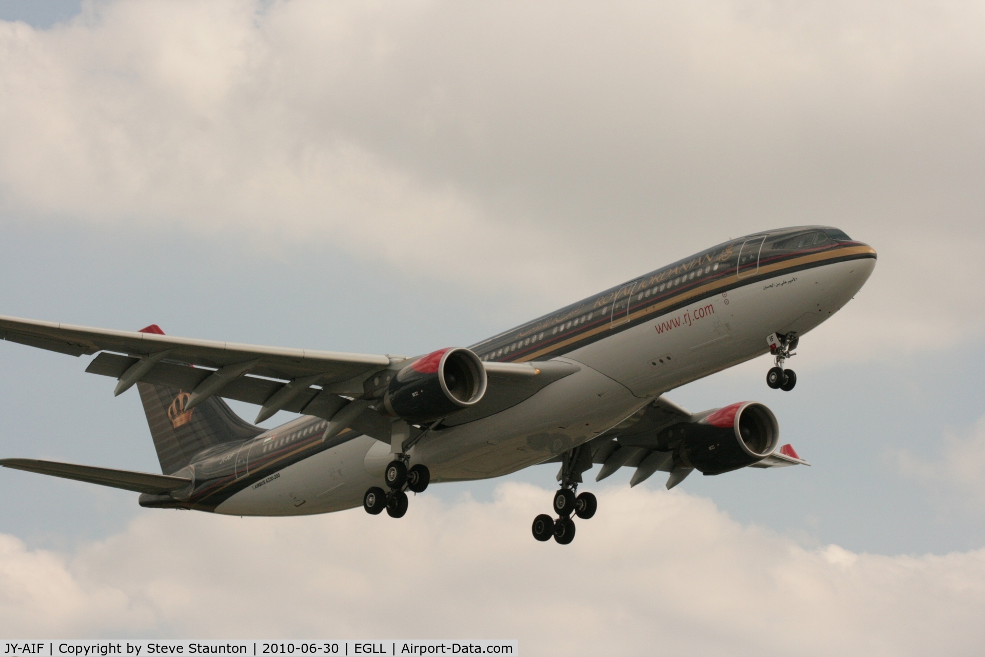 JY-AIF, 2009 Airbus A330-223 C/N 979, Taken at Heathrow Airport, June 2010