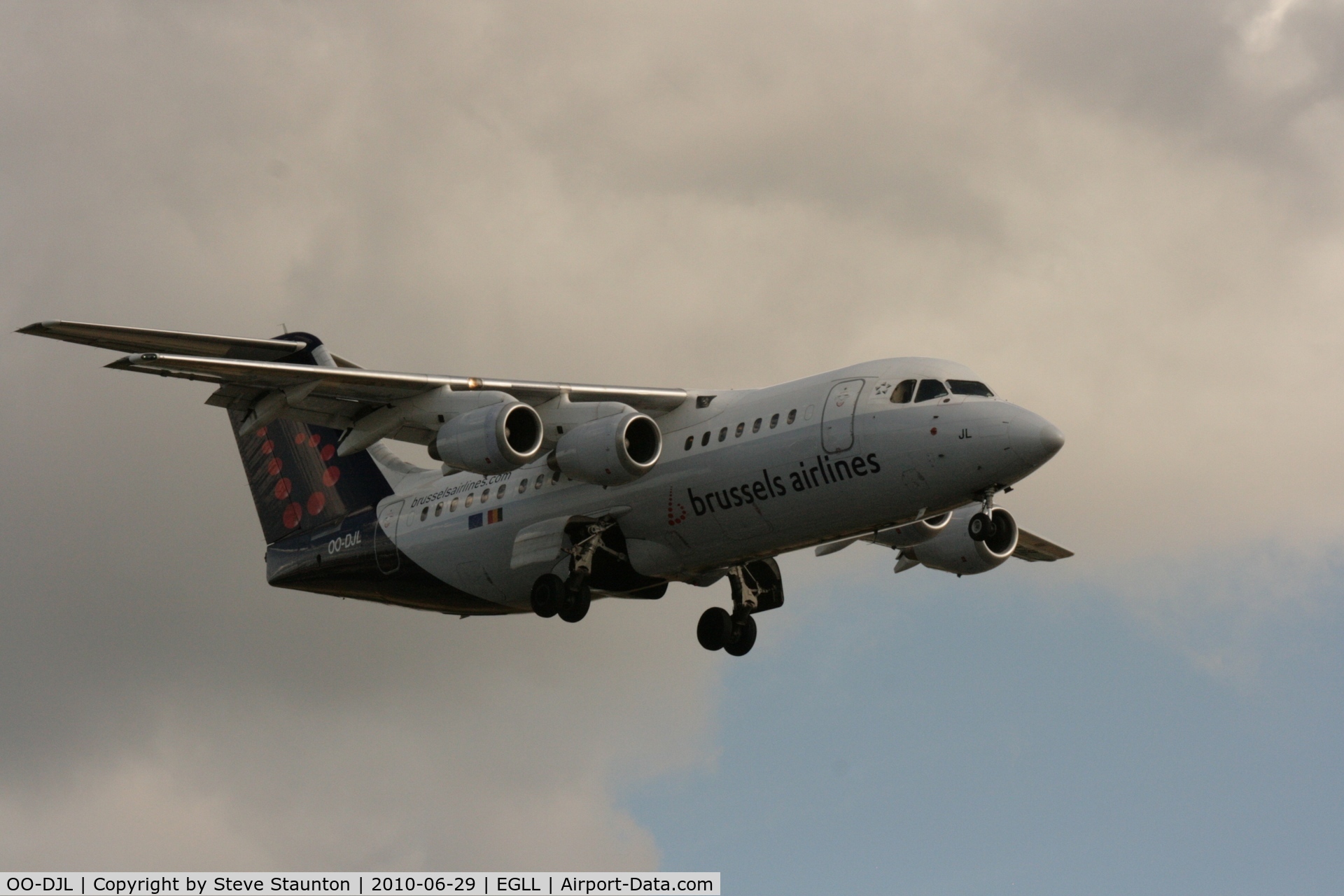 OO-DJL, 1995 British Aerospace Avro 146-RJ85 C/N E.2273, Taken at Heathrow Airport, June 2010