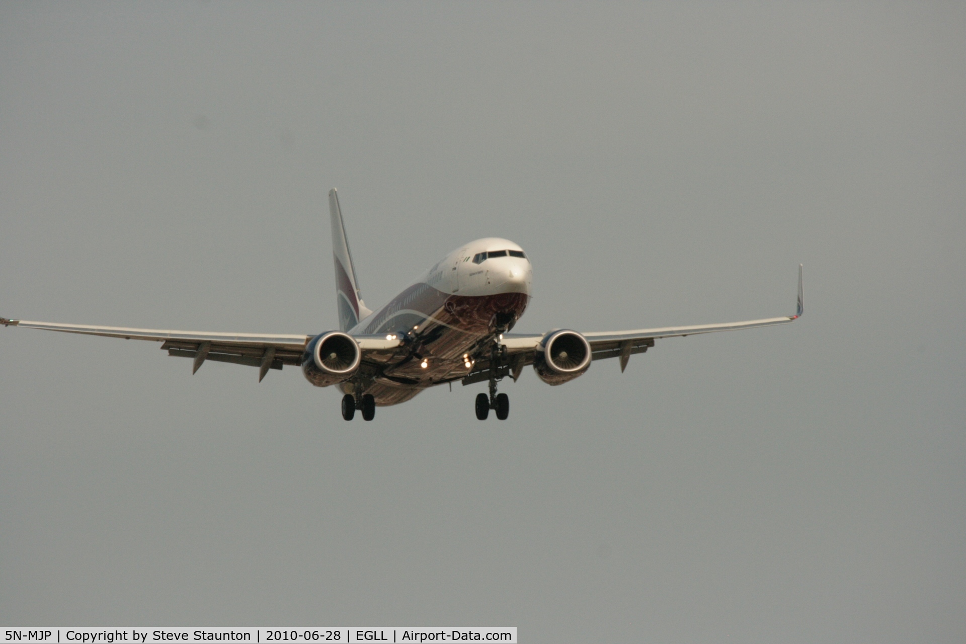 5N-MJP, 2009 Boeing 737-8JE C/N 38970, Taken at Heathrow Airport, June 2010