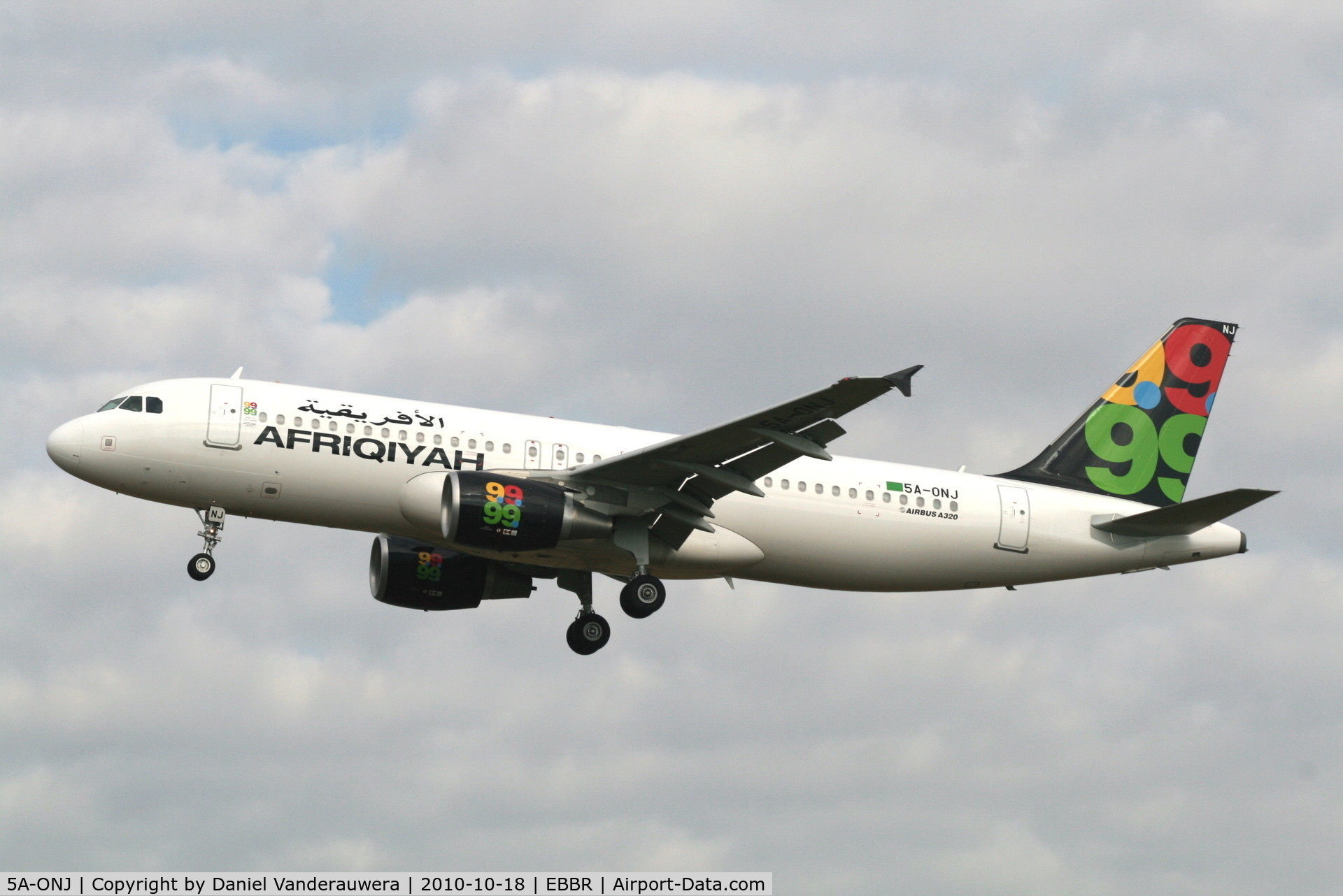 5A-ONJ, 2010 Airbus A320-214 C/N 4203, Flight 8U924 is descending to RWY 25L