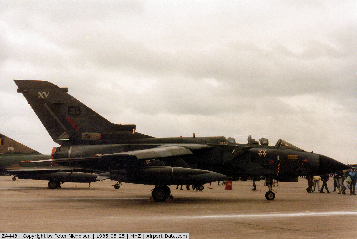 ZA448, 1983 Panavia Tornado GR.1 C/N 237/BS078/3114, Tornado GR.1 of 15 Squadron at RAF Bruggen on display at the 1985 RAF Mildenhall Air Fete. Sadly, this aircraft crashed on the Nellis Range, Nevada during a Green Flag Exercise in March 1988.