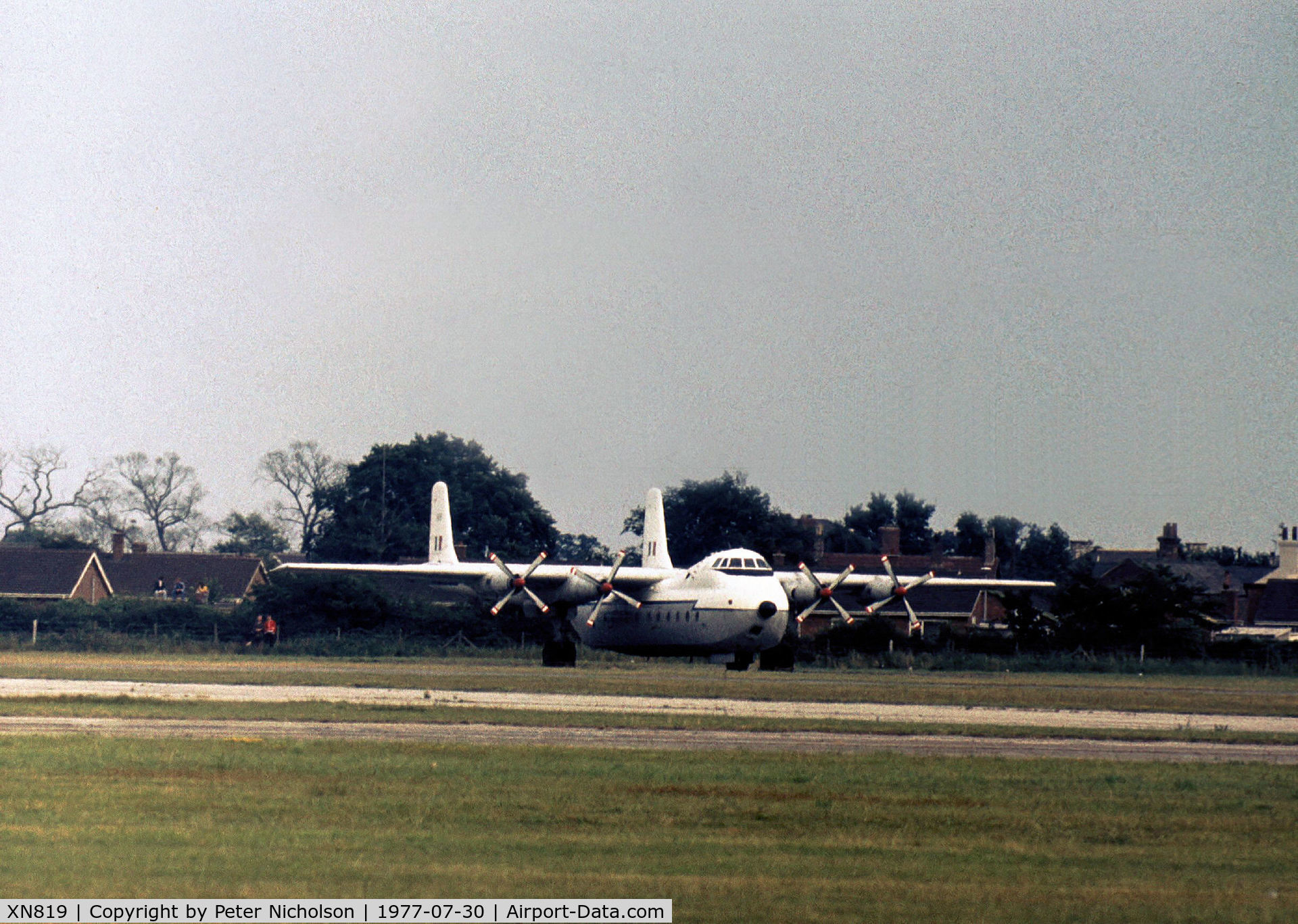 XN819, 1961 Armstrong Whitworth AW-660 Argosy C.1 C/N 6748, Argosy C.1 with RAF Maintenance serial 8205M seen at RAF Finningley at the time of the Royal Review of July 1977.