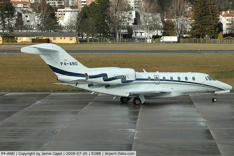 P4-AND, 1999 Cessna 750 Citation X Citation X C/N 750-0075, landing at Birmingham