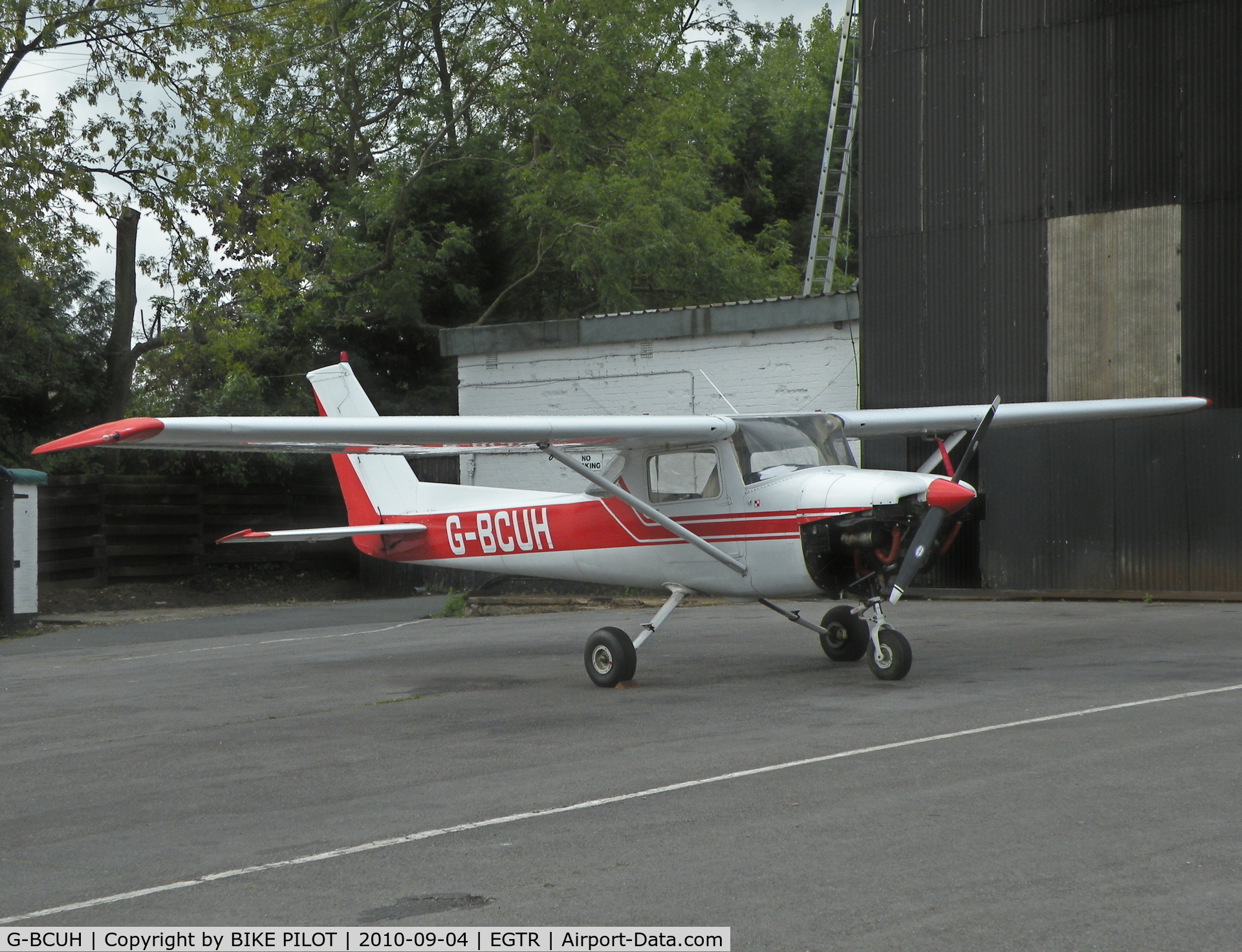 G-BCUH, 1975 Cessna F150M C/N 1195, Sitting outside the main hanger.