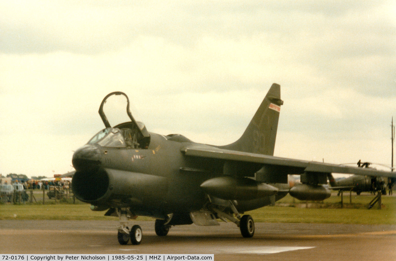 72-0176, 1972 LTV A-7D Corsair II C/N D-298, A-7D Corsair of 175th Tactical Fighter Squadron of the South Dakota Air National Guard on the flight-line at the 1985 RAF Mildenhall Air Fete.