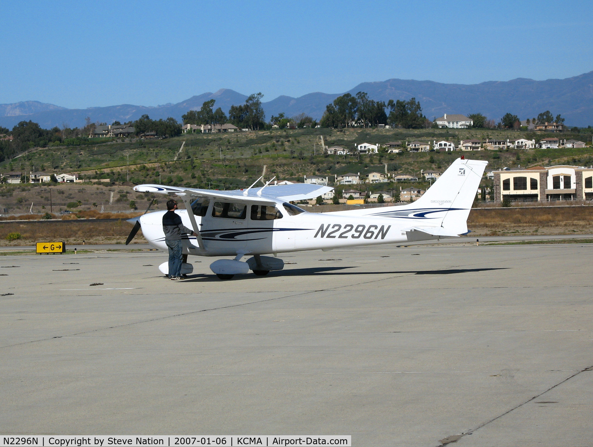 N2296N, 2005 Cessna 172S C/N 172S9967, 2005 Cessna 172S taxis out for training flight at Camarillo Airport, CA home base on balmy, sunny January 2007 picture postcard day
