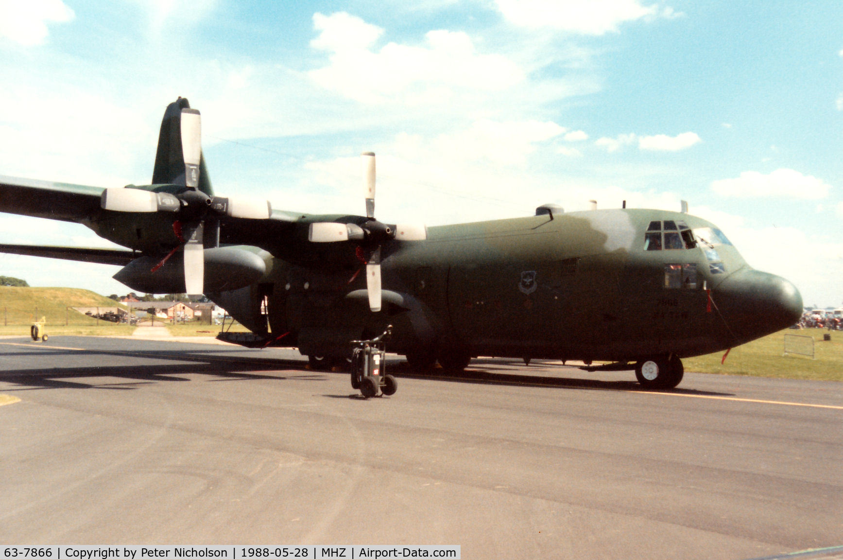 63-7866, 1963 Lockheed C-130E Hercules C/N 382-3936, Another view of the C-130E Hercules of the 314th Tactical Airlift Wing on display at the 1988 RAF Mildenhall Air Fete.