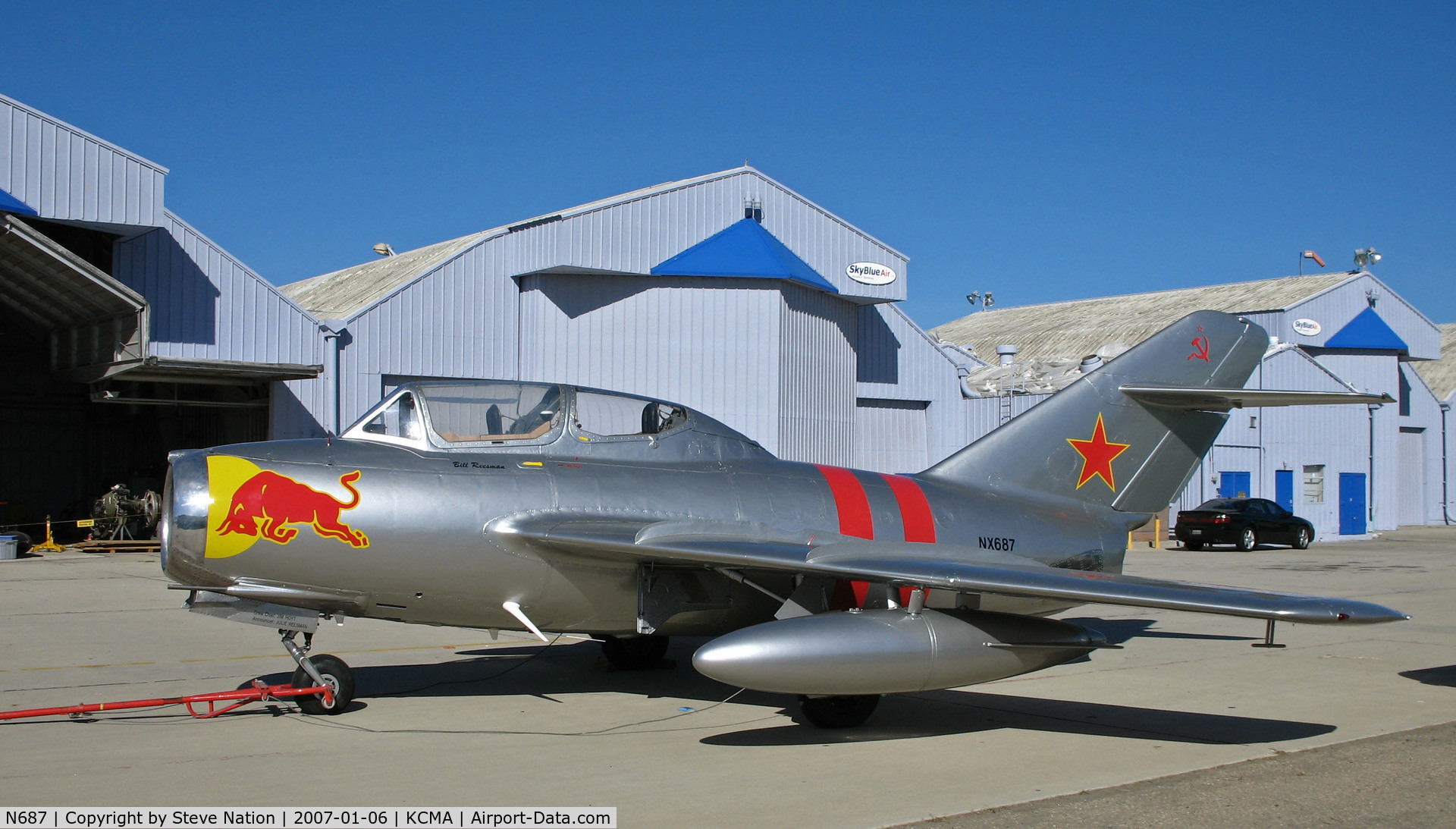 N687, 1953 Mikoyan-Gurevich MiG-15UTI C/N 1A02005, RED BULL MIG-15UTI in Soviet cs  (painted as NX687) at Camarillo Airport (CA) home base on sunny, balmy January day