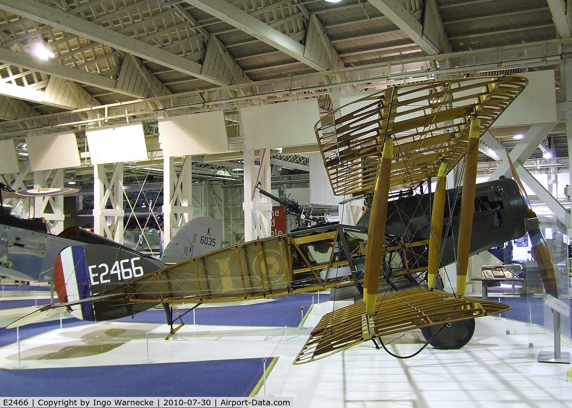 E2466, Bristol F.2B Fighter C/N Composite, Bristol F.2B Fighter (minus starboard outer skin) at the RAF Museum, Hendon