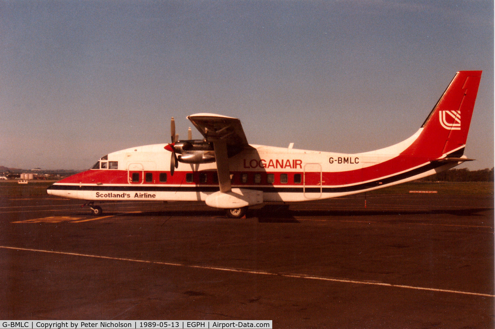 G-BMLC, 1986 Short 360-100 C/N SH.3688, Short 360 of Loganair at Edinburgh in May 1989.