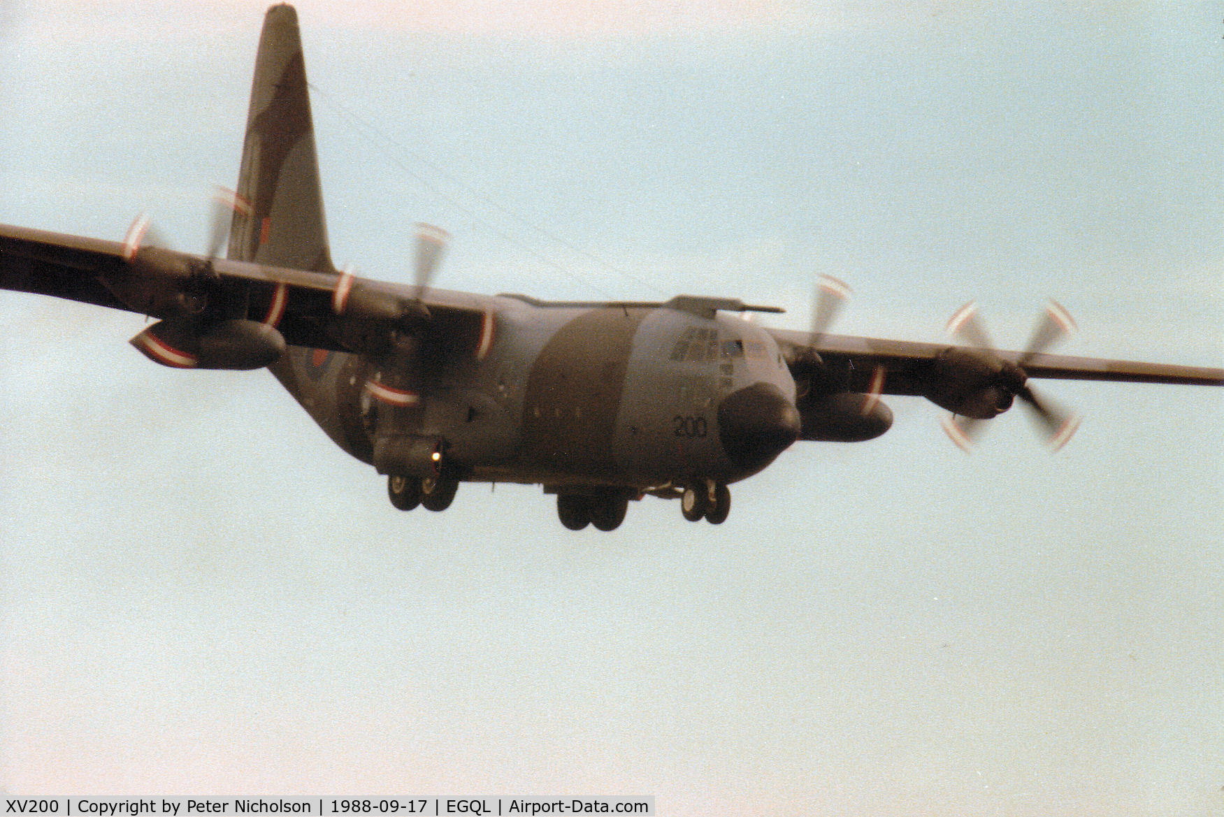XV200, 1967 Lockheed C-130K Hercules C.1 C/N 382-4223, Another view of the 47 Squadron Hercules C.1 in action at the 1988 RAF Leuchars Airshow.