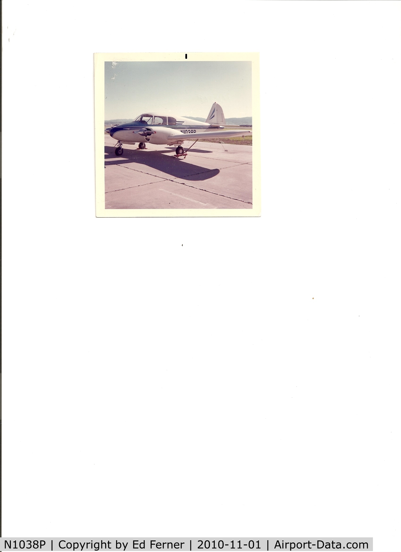 N1038P, 1954 Piper PA-23 C/N 23-40, Aircraft tied down at Hollister Airport, California. Photo late 1960's.