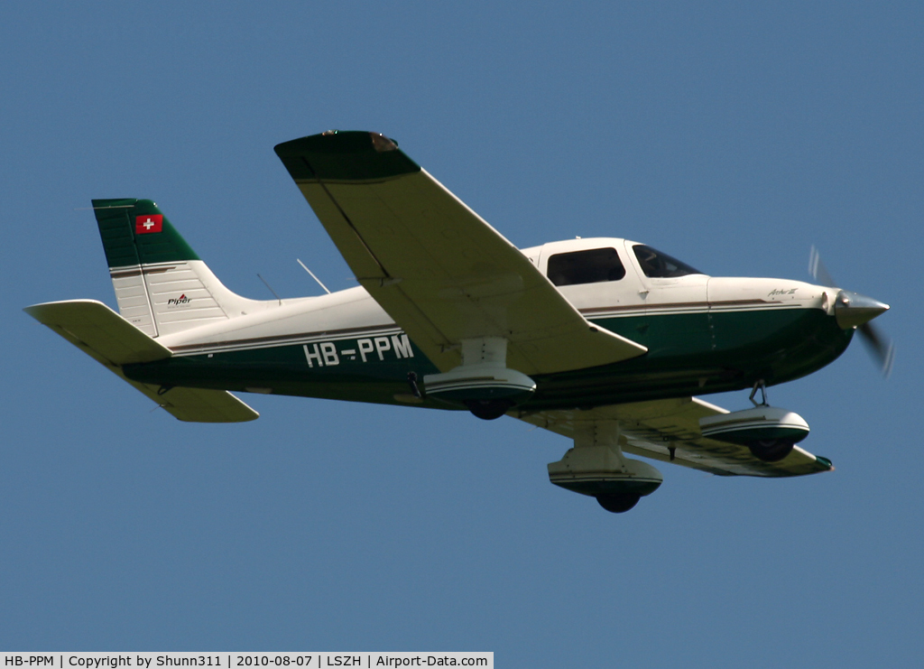 HB-PPM, 1997 Piper PA-28-181 Archer III C/N 2843095, Landing rwy 14