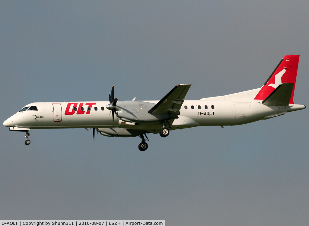 D-AOLT, 1996 Saab 2000 C/N 2000-037, Landing rwy 14