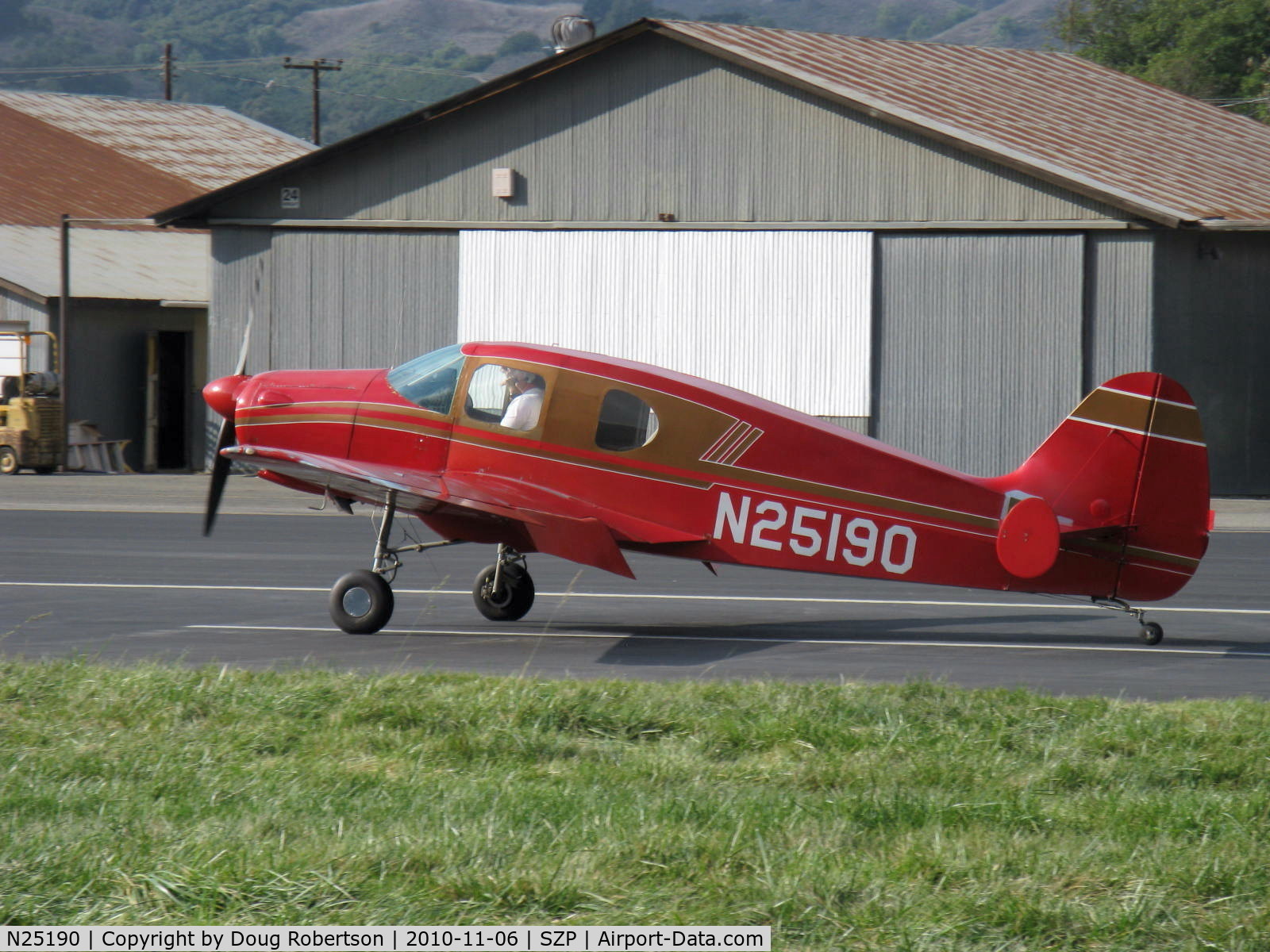 N25190, 1940 Bellanca 14-9 C/N 1011, 1940 Bellanca 14-9 CRUISAIR JUNIOR, Lycoming O&VO-360 180 Hp conversion from original Ken Royce LeBlond 90 Hp radial, landing roll Rwy 22