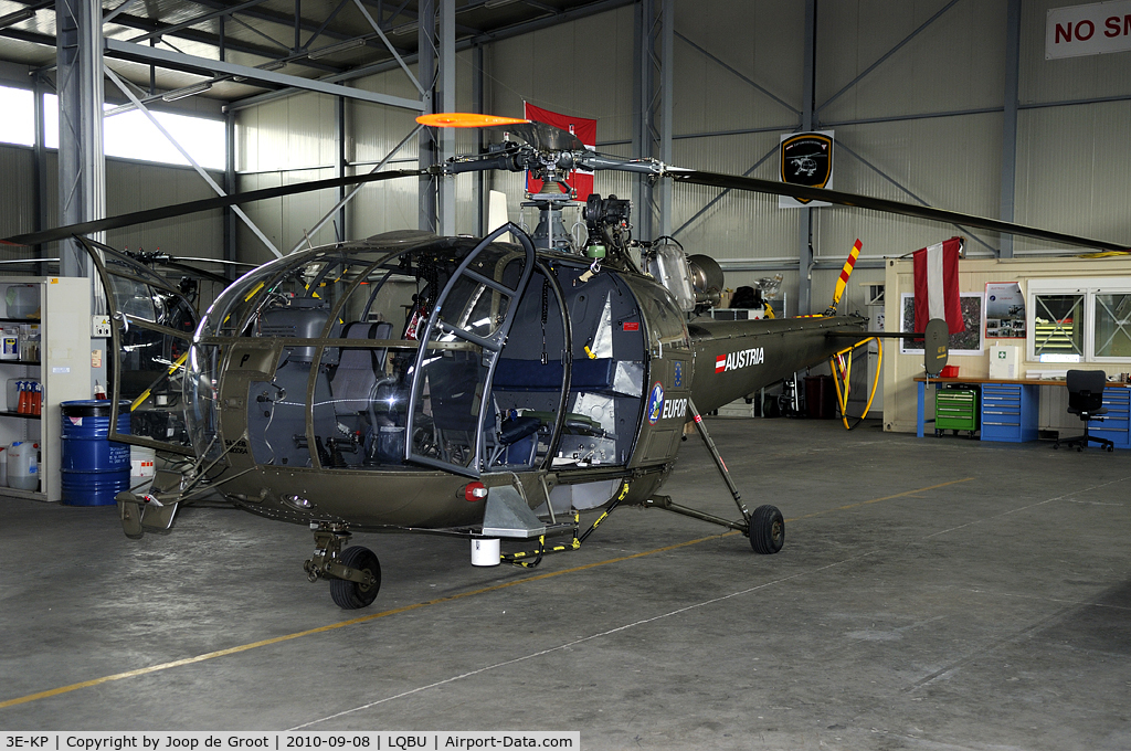 3E-KP, Aérospatiale SA-316B Alouette III C/N 2064, This Alouette is fitted with a ground radar on the nose that is being used to detect metal objects on the ground. Very useful during search mission in the wood areas of Bosnia.