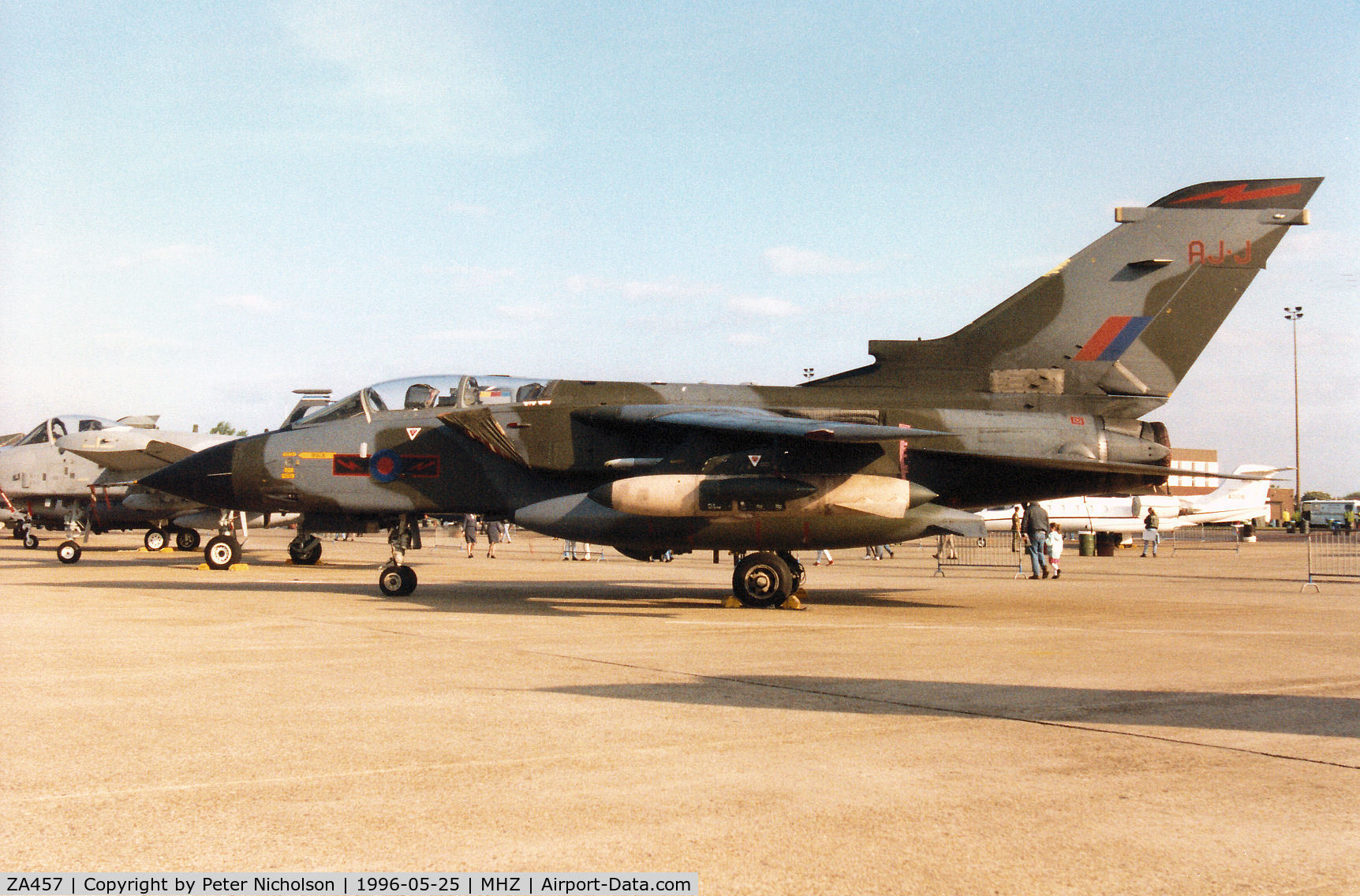 ZA457, 1983 Panavia Tornado GR.1 C/N 259/BS087/3123, Tornado GR.1 of RAF Lossiemouth's 617 Squadron on display at the 1996 RAF Mildenhall Air Fete.