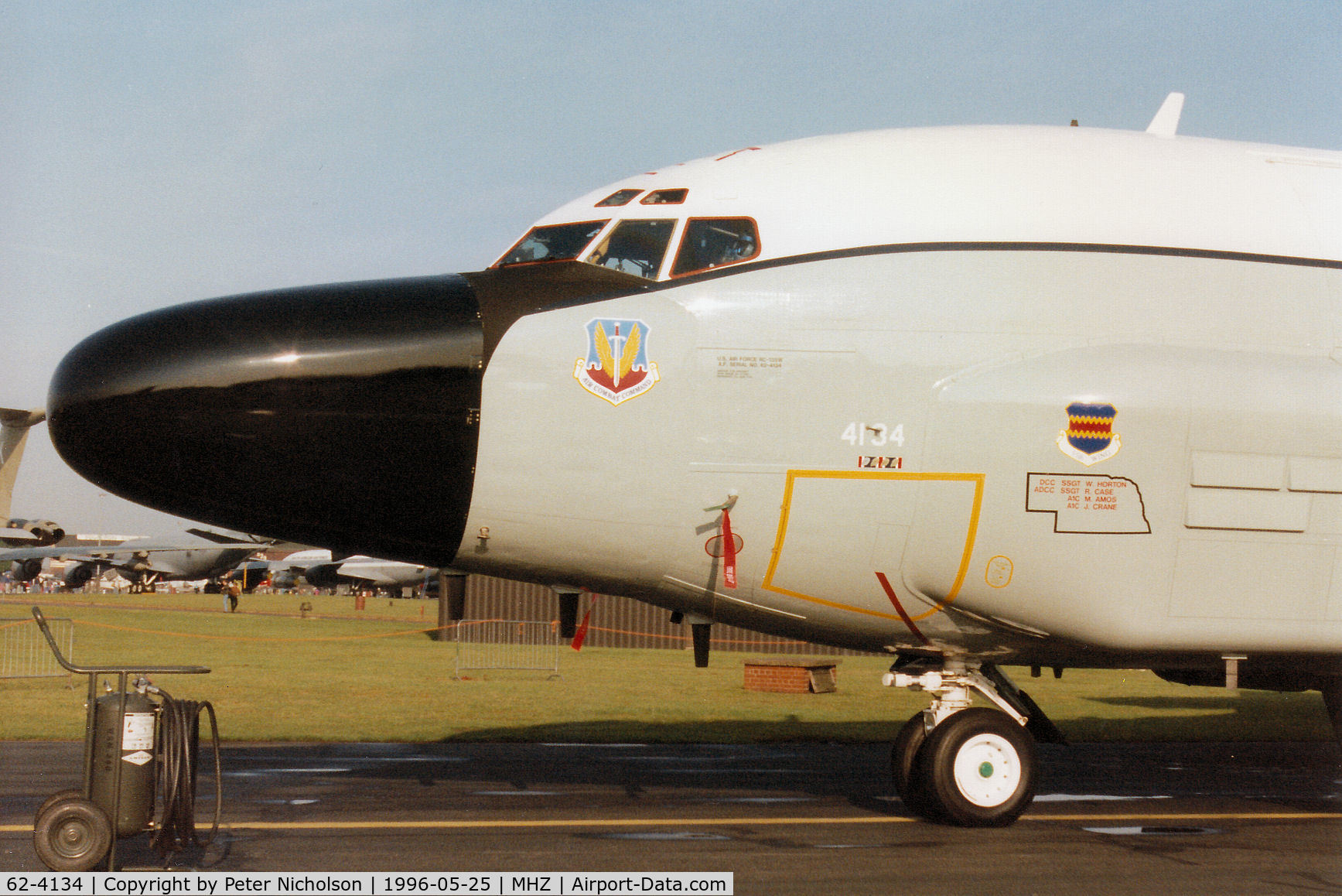 62-4134, 1962 Boeing RC-135W Rivet Joint C/N 18474, Rivet Joint intelligence version of the KC-135 Stratotanker of 55th Wing on display at the 1996 RAF Mildenhall Air Fete