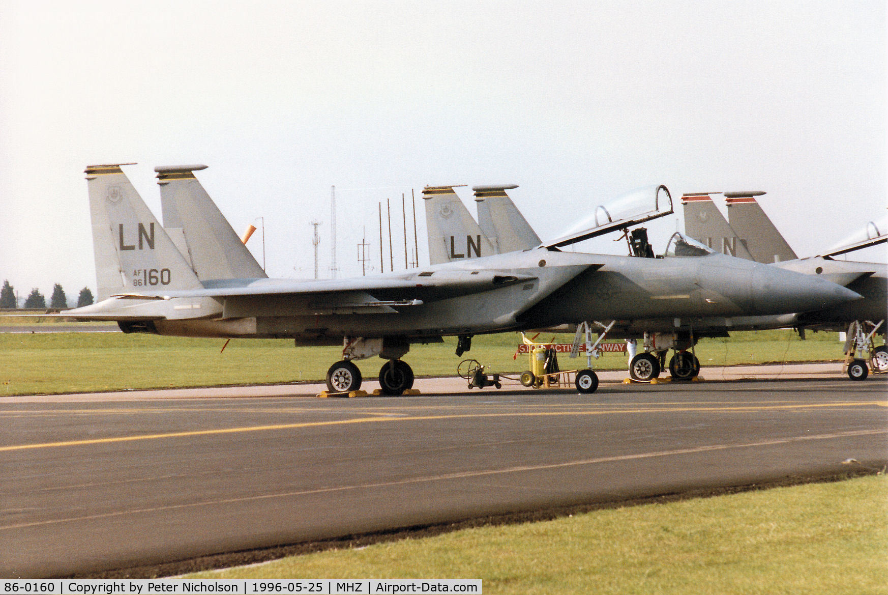 86-0160, 1986 McDonnell Douglas F-15C Eagle C/N 1007/C388, F-15C Eagle of 493rd Fighter Squadron/48th Fighter Wing at RAF Lakenheath on the flight-line at the 1996 RAF Mildenhall Air Fete.