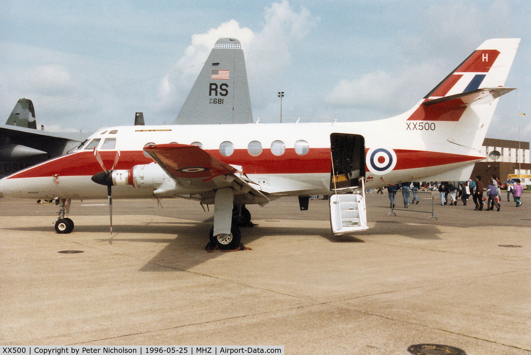 XX500, 1976 Scottish Aviation HP-137 Jetstream T.1 C/N 426, Jetstream T.1 of 45[Reserve] Squadron at RAF Finningley on display at the 1996 RAF Mildenhall Air Fete.