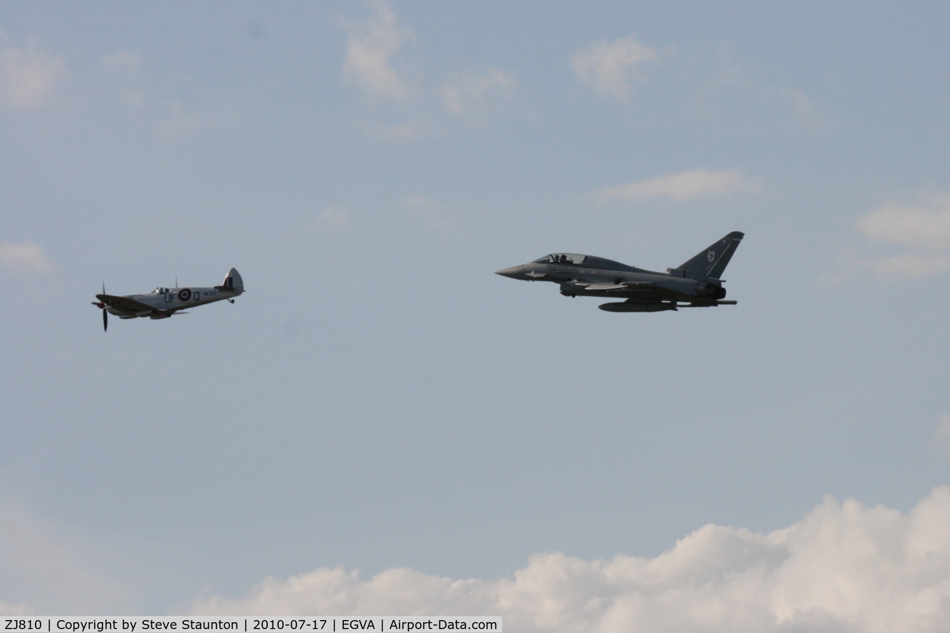 ZJ810, Eurofighter EF-2000 Typhoon T1 C/N 0033/BT011, Taken at the Royal International Air Tattoo 2010, displayed with Spitfire MK356 of the Battle of Britian Memorial Flight