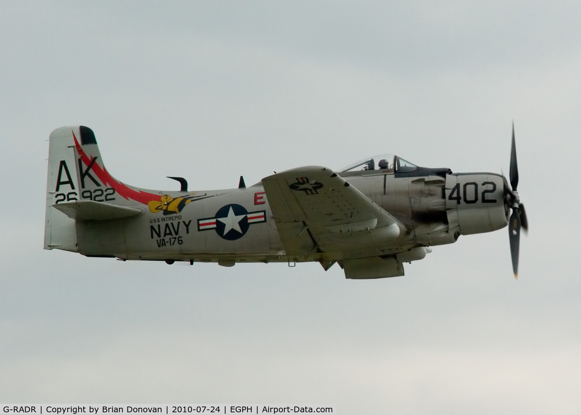 G-RADR, 1948 Douglas A-1D Skyraider (AD-4NA) C/N 7722, En route to the East Fortune Airshow.