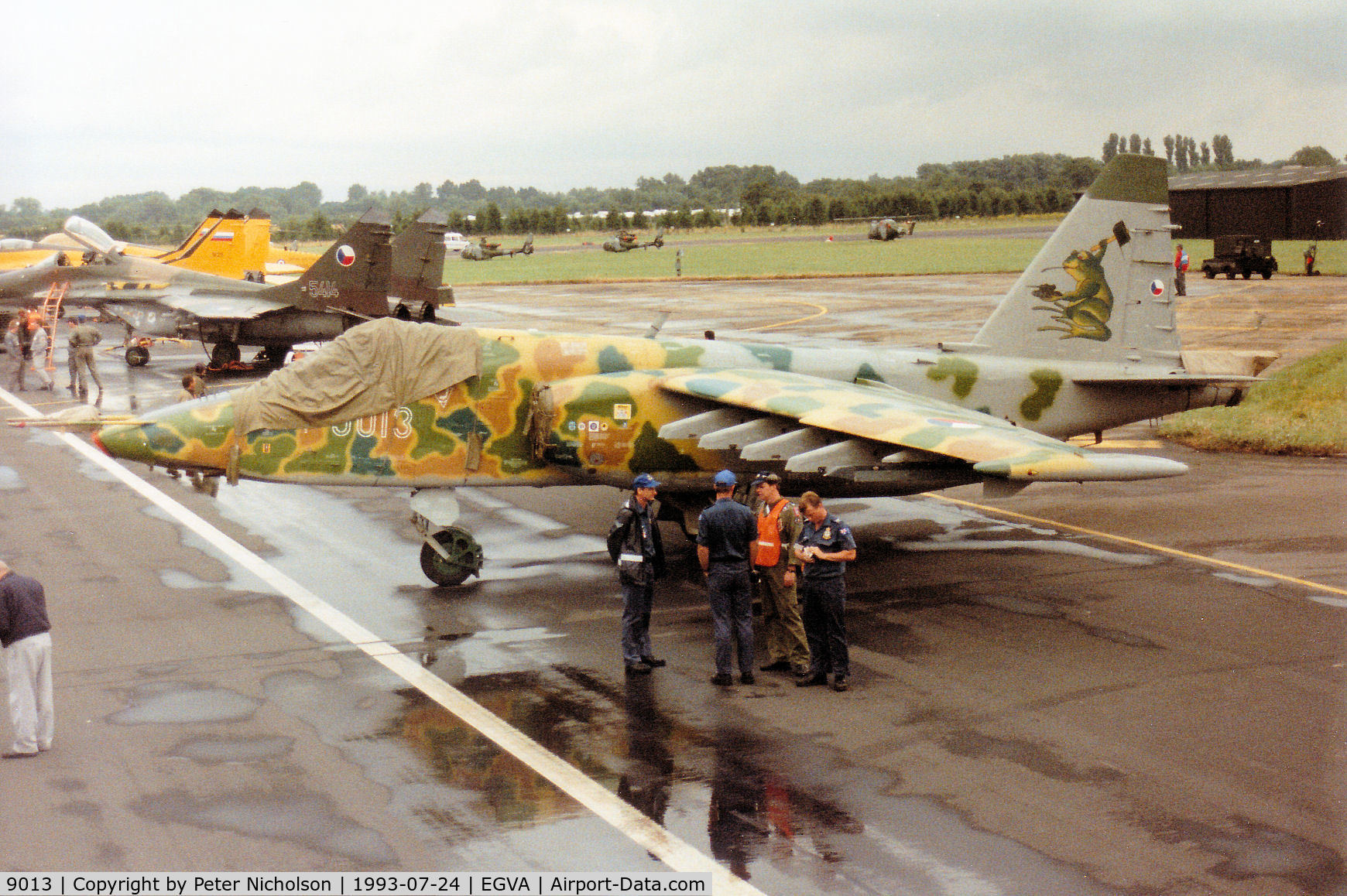 9013, Sukhoi Su-25K C/N 25508109013, Su-25K Frogfoot of the Czech Air Force on the flight-line at the 1993 Intnl Air Tattoo at RAF Fairford.
