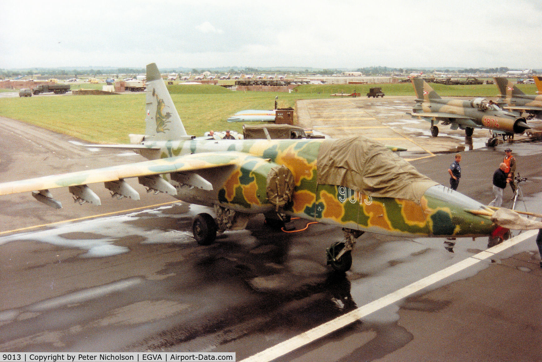9013, Sukhoi Su-25K C/N 25508109013, Another view of the Czech Air Force Su-25K Frogfoot on the flight-line at the 1993 Intnl Air Tattoo at RAF Fairford.