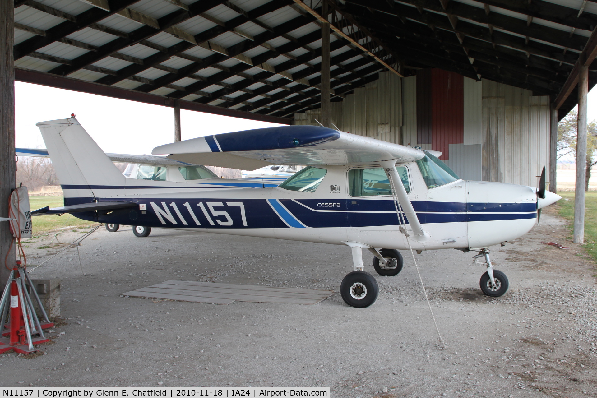 N11157, 1973 Cessna 150L C/N 15075231, Parked in the open hangar