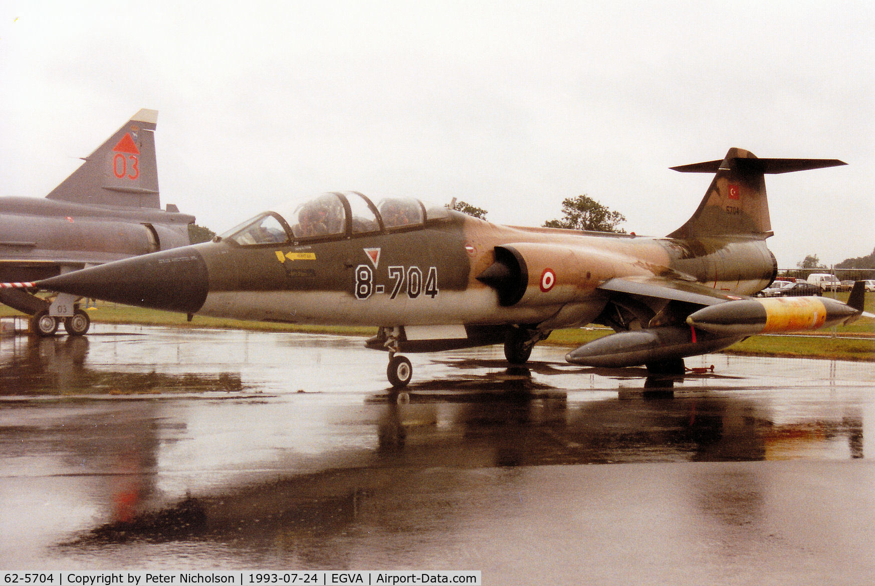 62-5704, 1962 Lockheed TF-104G Starfighter C/N 583D-5704, TF-104G Starfighter as 8-704 of 181 Filo Turkish Air Force on display at the 1993 Intnl Air Tattoo at RAF Fairford.