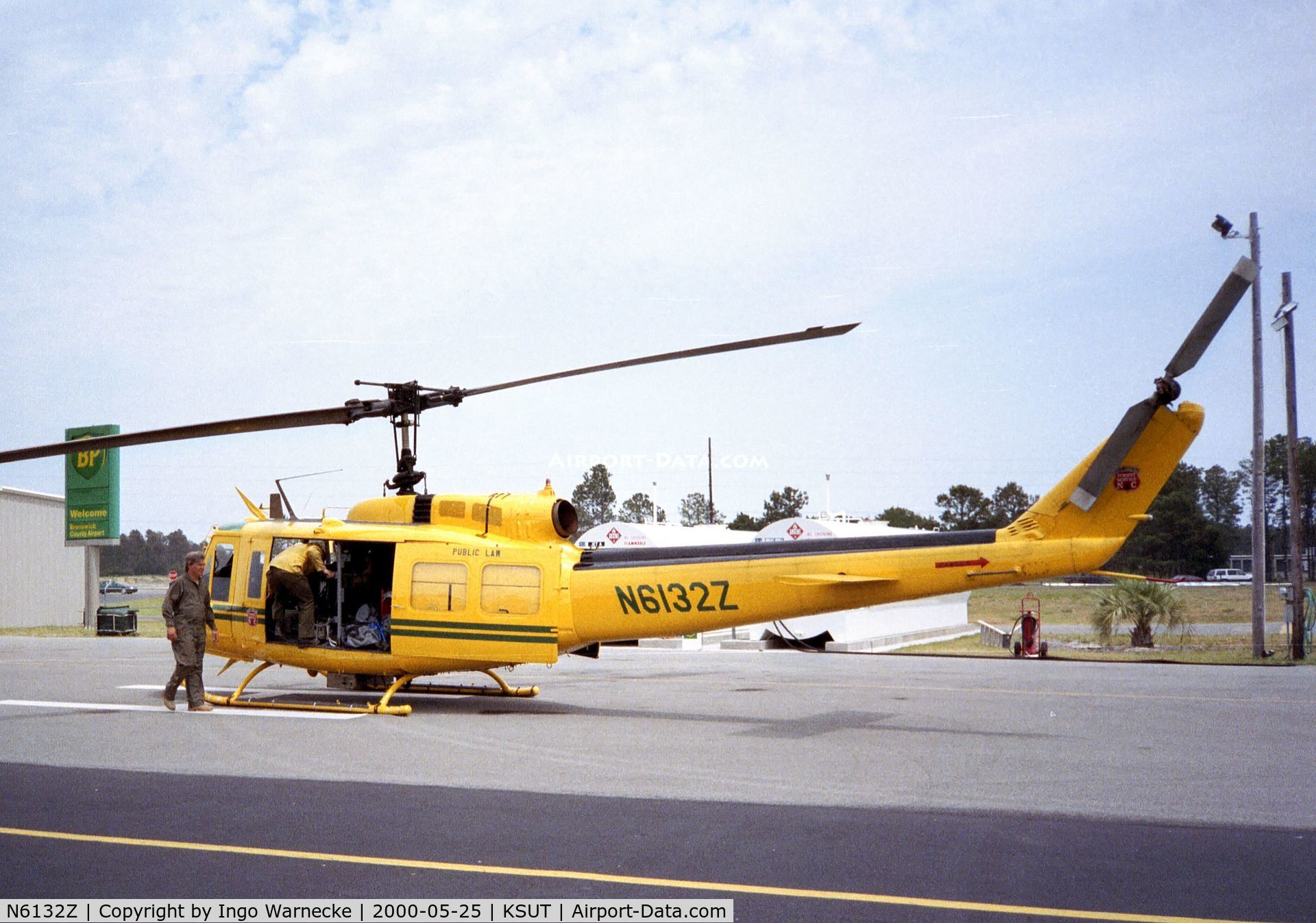 N6132Z, Bell UH-1H Iroquois C/N 68-16621, Bell UH-1H of the NC Forest Service at Brunswick County airport, Oak Island NC