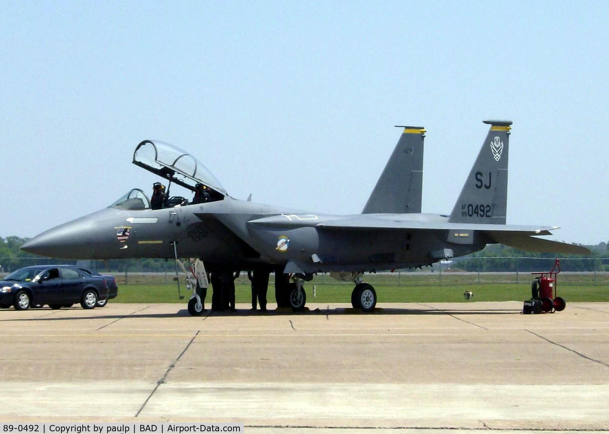 89-0492, 1989 McDonnell Douglas F-15E Strike Eagle C/N 1139/E114, At Barksdale Air Force Base.
