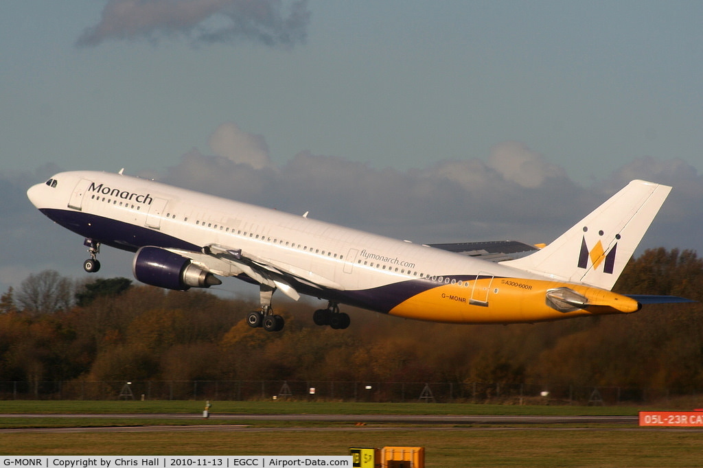 G-MONR, 1989 Airbus A300B4-605R C/N 540, Monarch Airlines A300 departing from RW23R