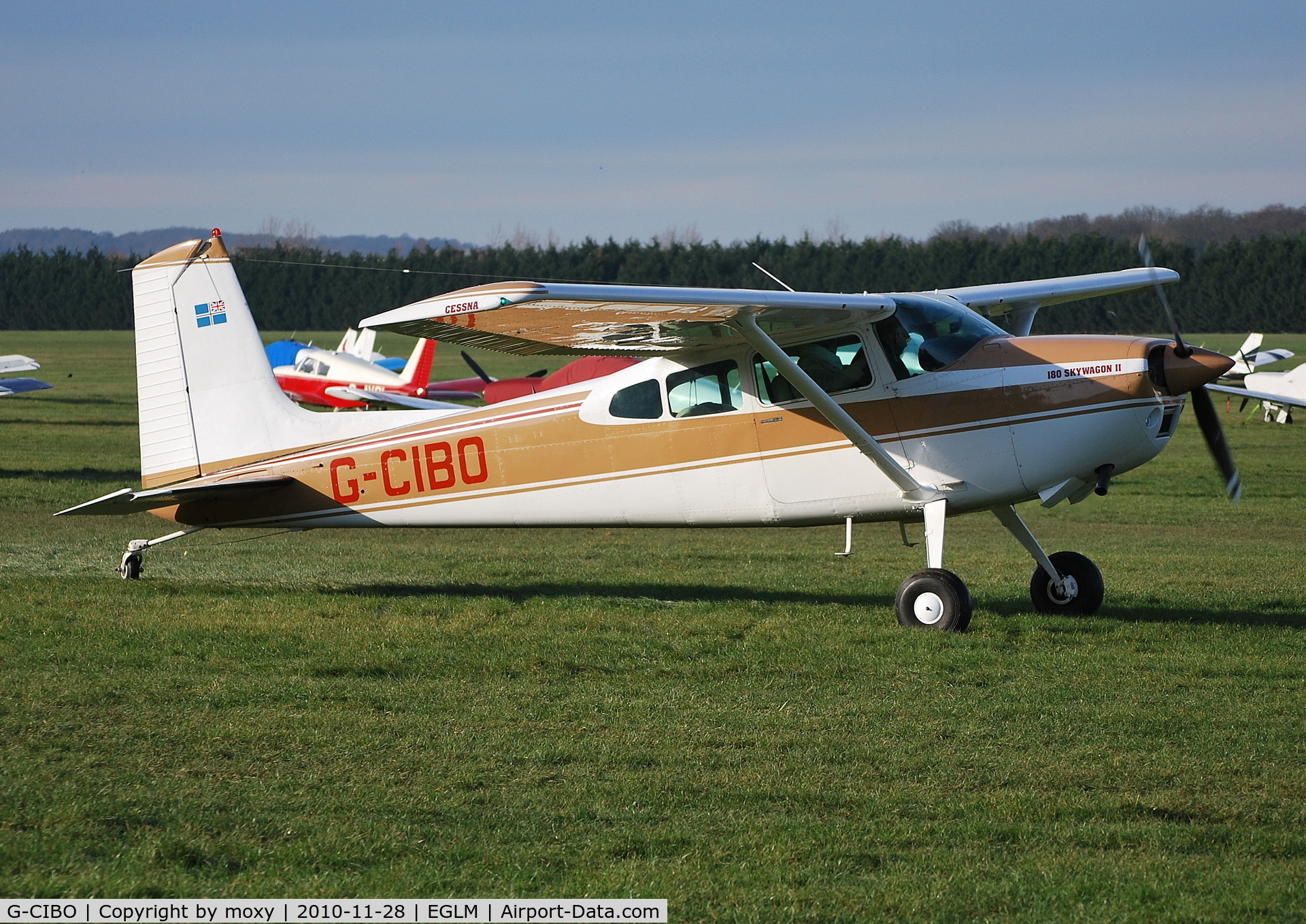 G-CIBO, 1981 Cessna 180K Skywagon C/N 18053177, Cessna 180K Skywagon II at White Waltham. Ex VH-JNS