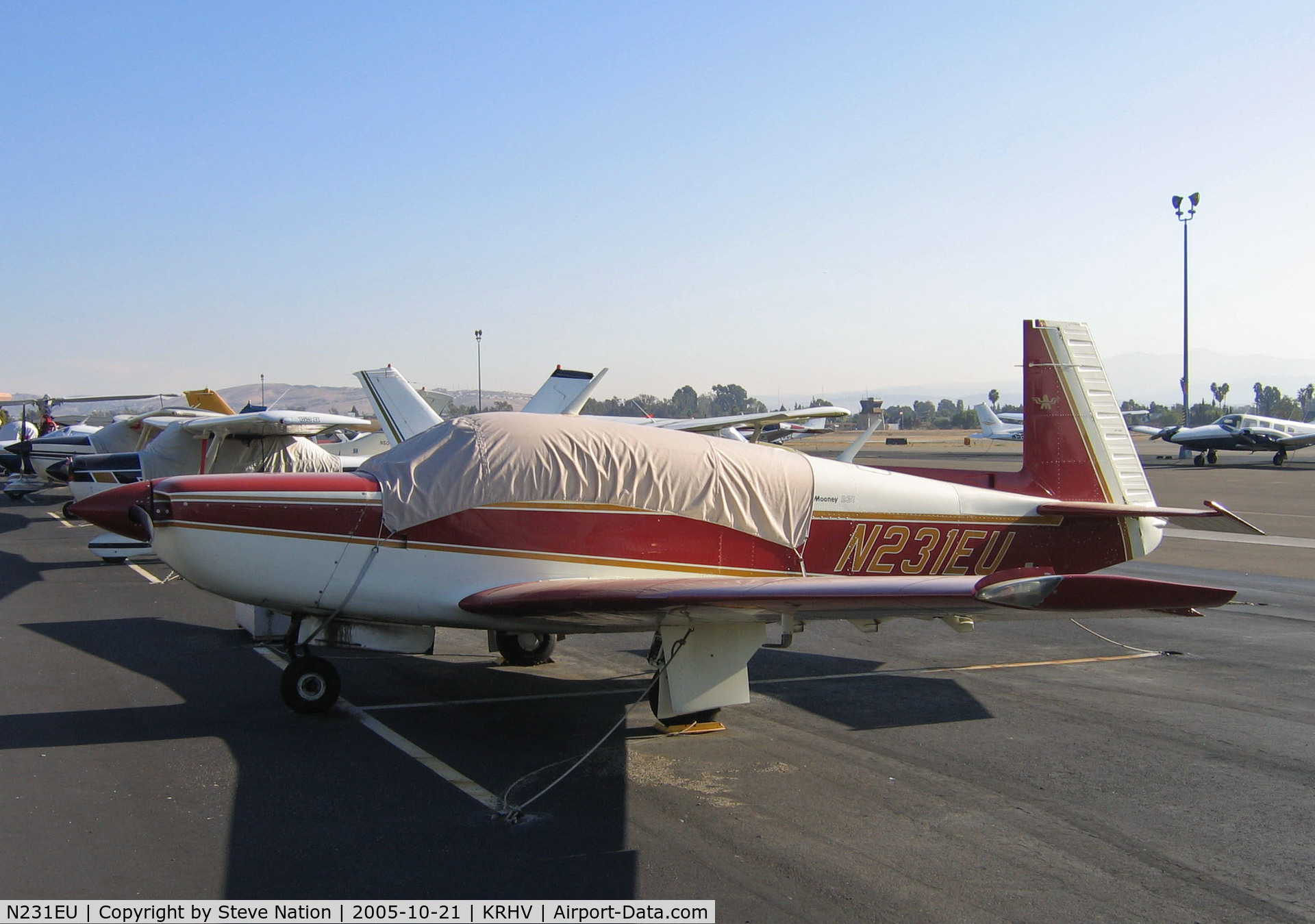N231EU, 1979 Mooney M20K C/N 25-0208, Locally-based 1979 Mooney M20K with cockpit cover @ Reid-Hillview Airport, San Jose, CA