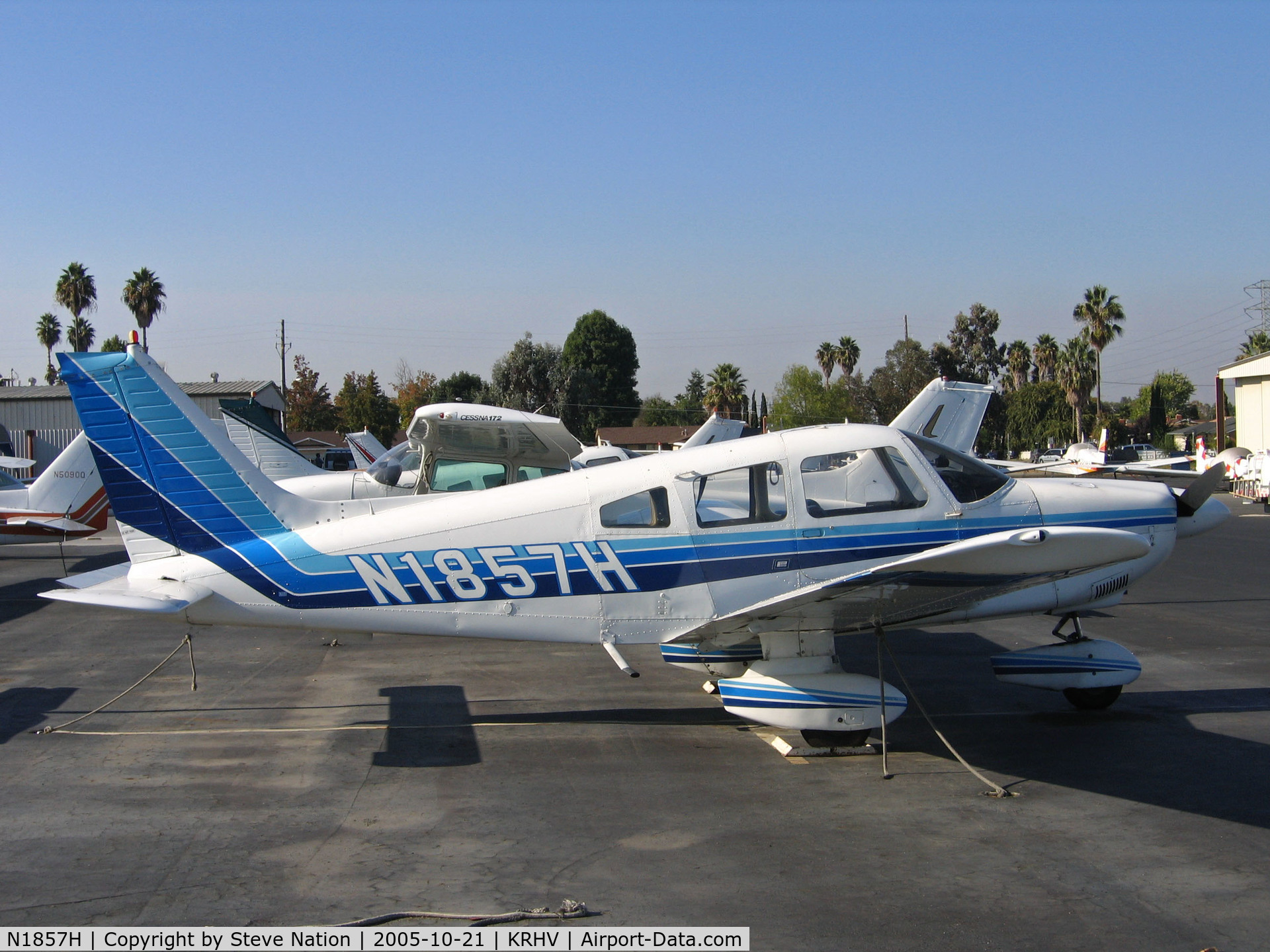 N1857H, 1977 Piper PA-28-181 C/N 28-7790348, Locally-based 1977 Piper PA-28-181in brilliant sunshine @ Reid-Hillview (originally Reid's Hillview) Airport, San Jose, CA