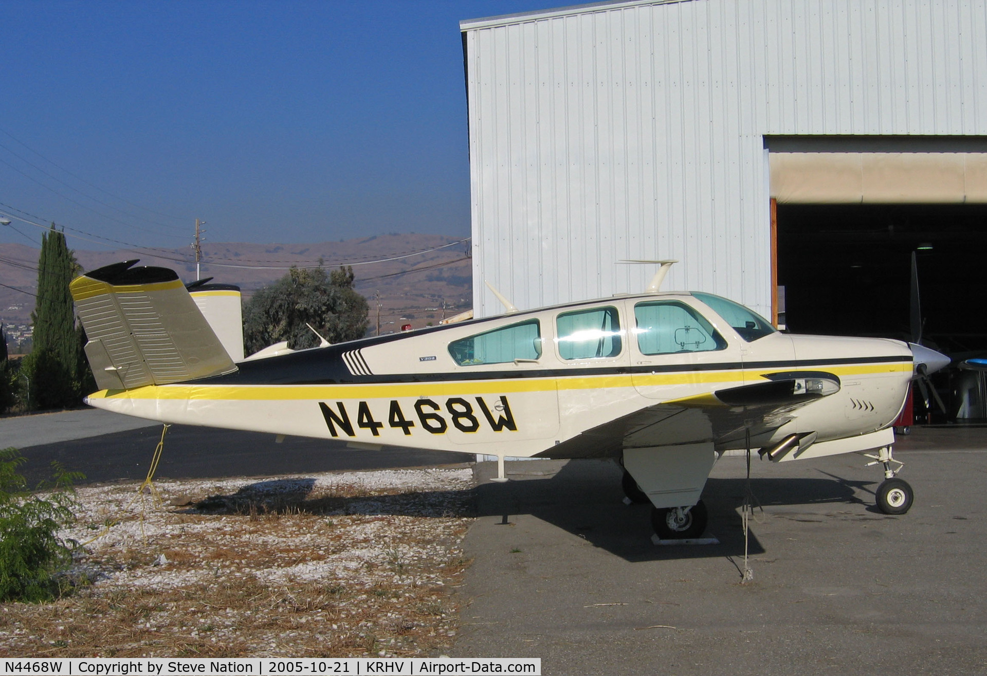 N4468W, 1974 Beech V35B Bonanza C/N D-9604, Locally-based 1974 Beech V35B in brilliant sunshine @ Reid-Hillview (originally Reid's Hillview) Airport, San Jose, CA