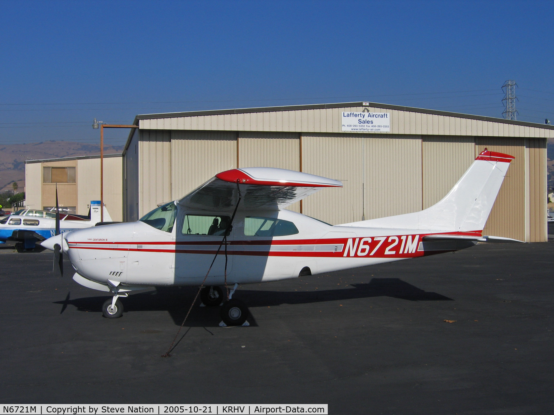 N6721M, 1975 Cessna T210L Turbo Centurion C/N 21061137, Immaculate 1975 Cessna T210L in bright sunshine @ Reid-Hillview Airport, San Jose, CA