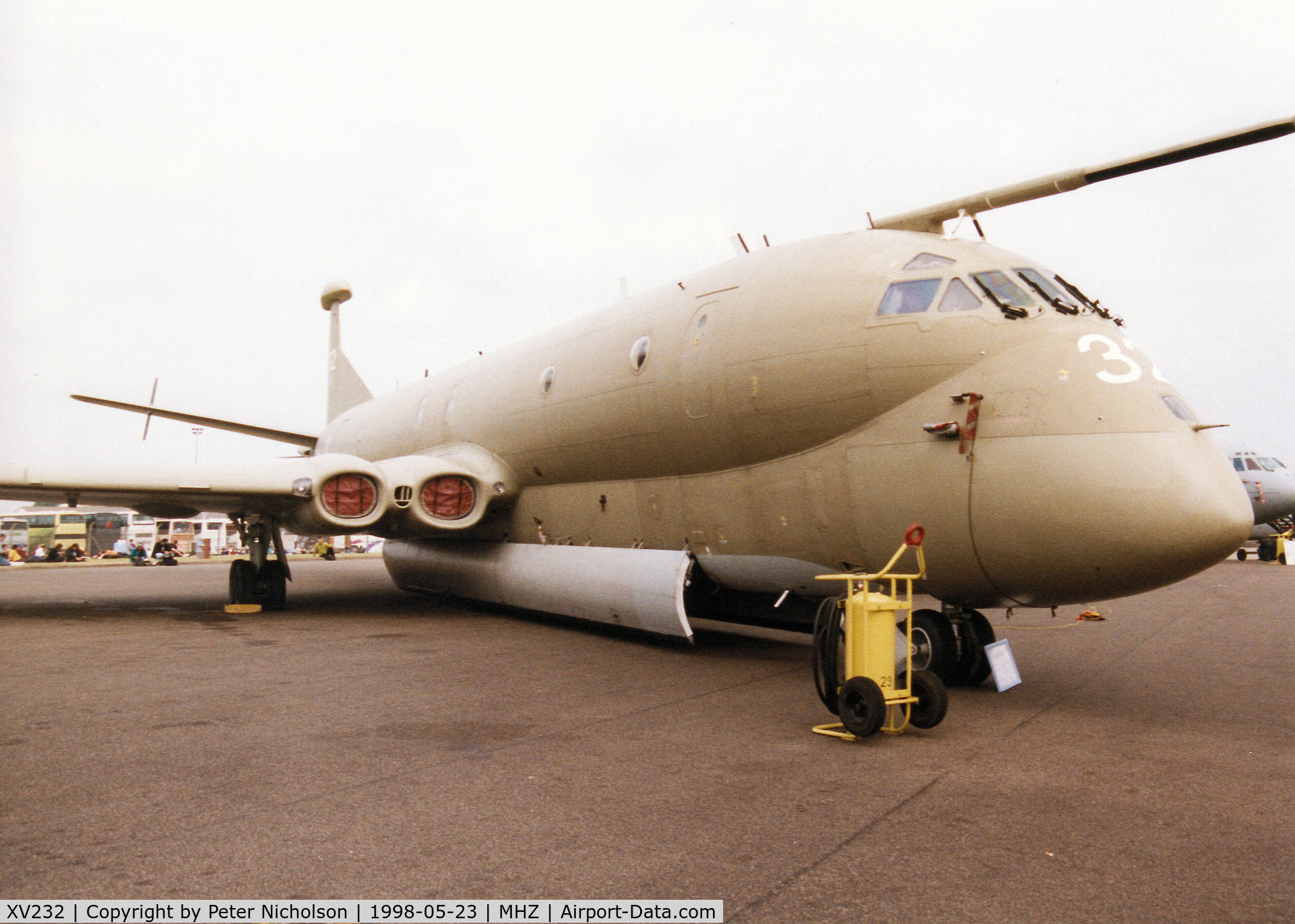 XV232, Hawker Siddeley Nimrod MR.2 C/N 8007, Nimrod MR.2 of 206 Squadron of the Kinloss Wing on display at the 1998 RAF Mildenhall Air Fete.