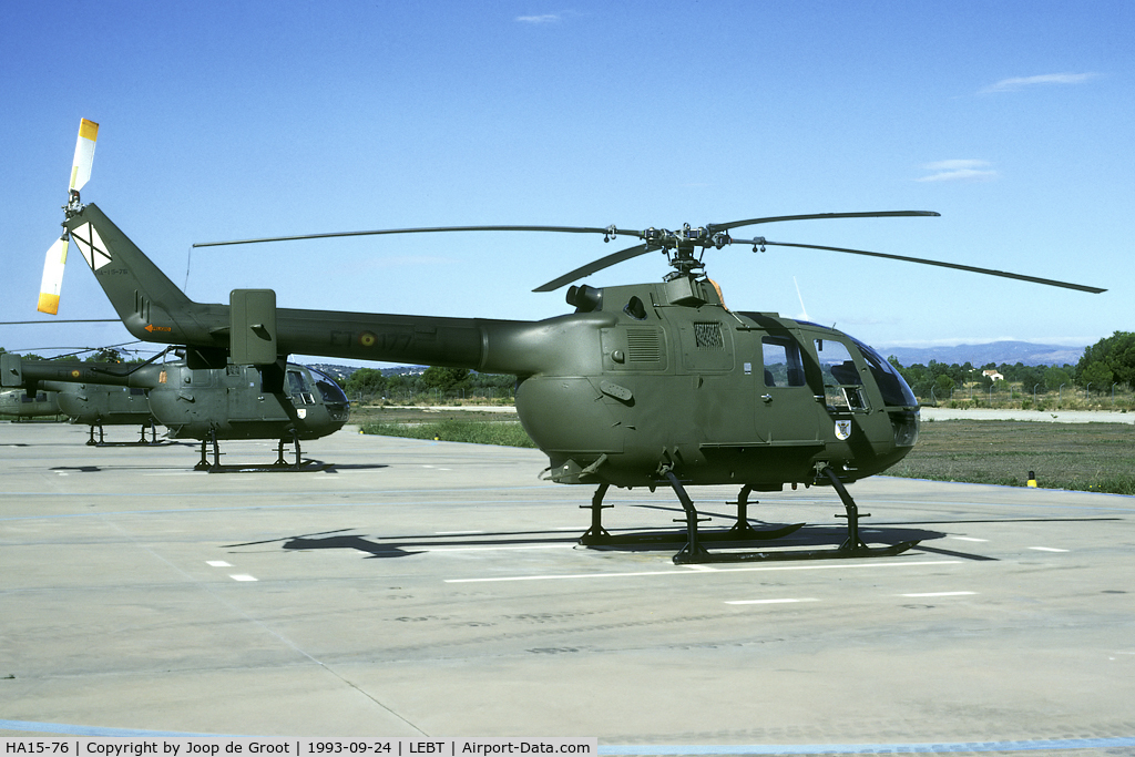 HA15-76, MBB Bo-105C-GSH C/N S4-538, These high legged Spanish Bolkows could be fitted with a gun underneath the fuselage.