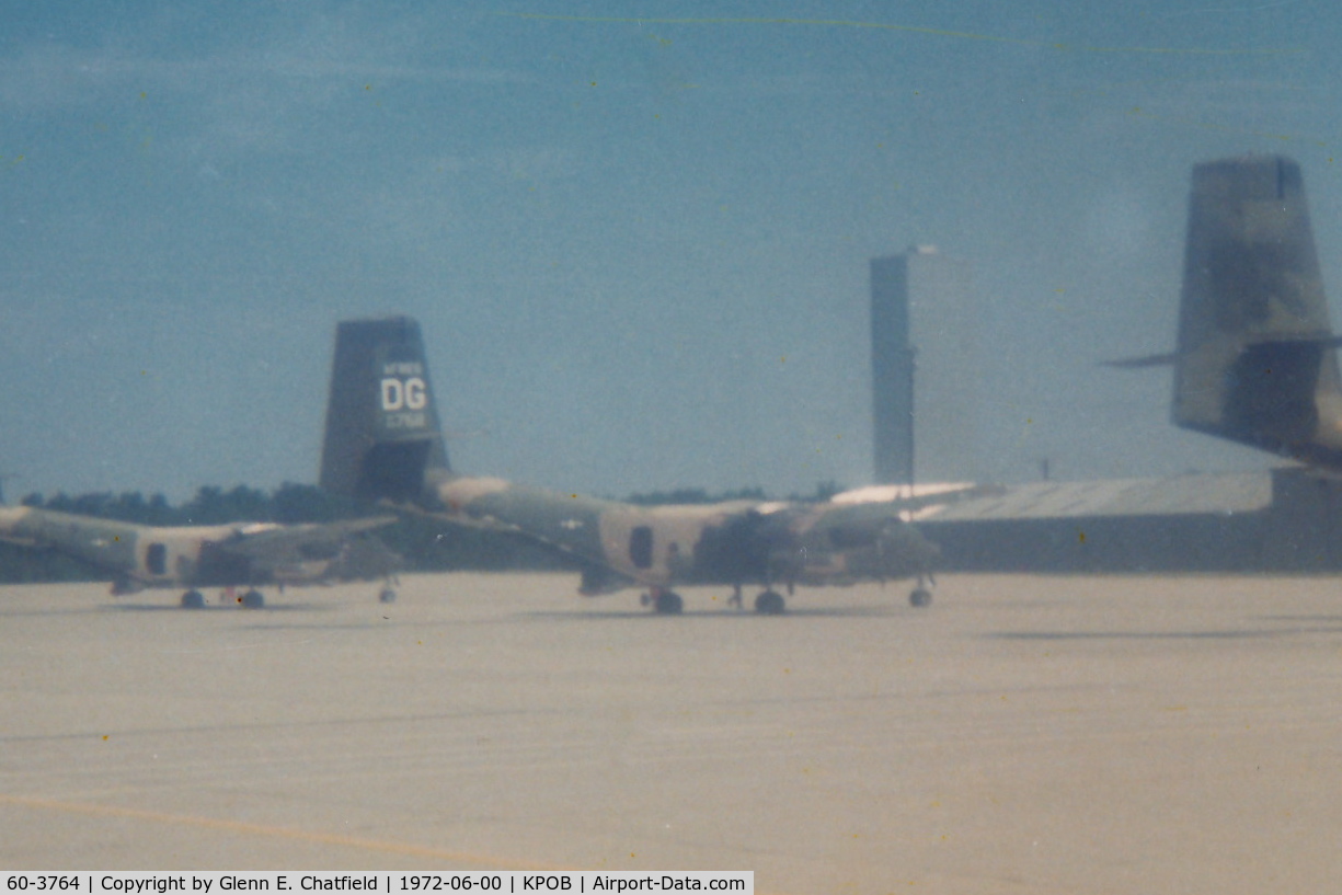 60-3764, 1961 De Havilland Canada DHC-4A Caribou C/N 15, C-7A 60-3764 on Green Ramp with two others.  To be used by Special Forces for jump planes.  Cropped from a 3X3 Instamatic 126 photo