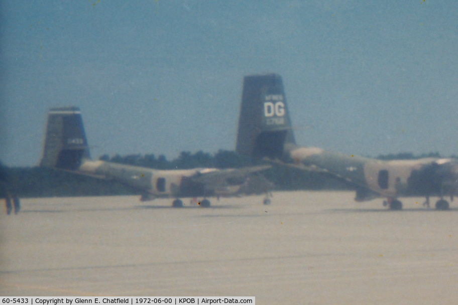 60-5433, De Havilland Canada DHC-4A Caribou C/N 24, C-7A 60-5433 on Green Ramp with two others.  To be used by Special Forces for jump planes.  Cropped from a 3X3 Instamatic 126 photo