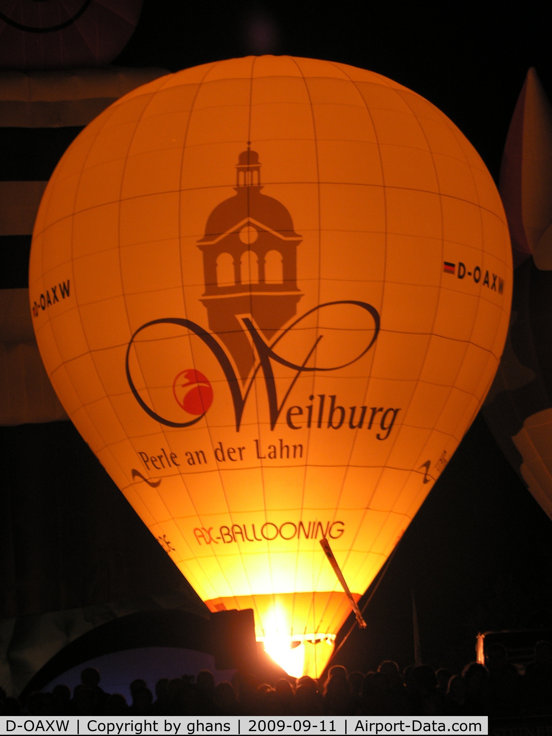 D-OAXW, 2004 Schroeder Fire Balloons G22/24 C/N 1084, WIM 2009 nightglow